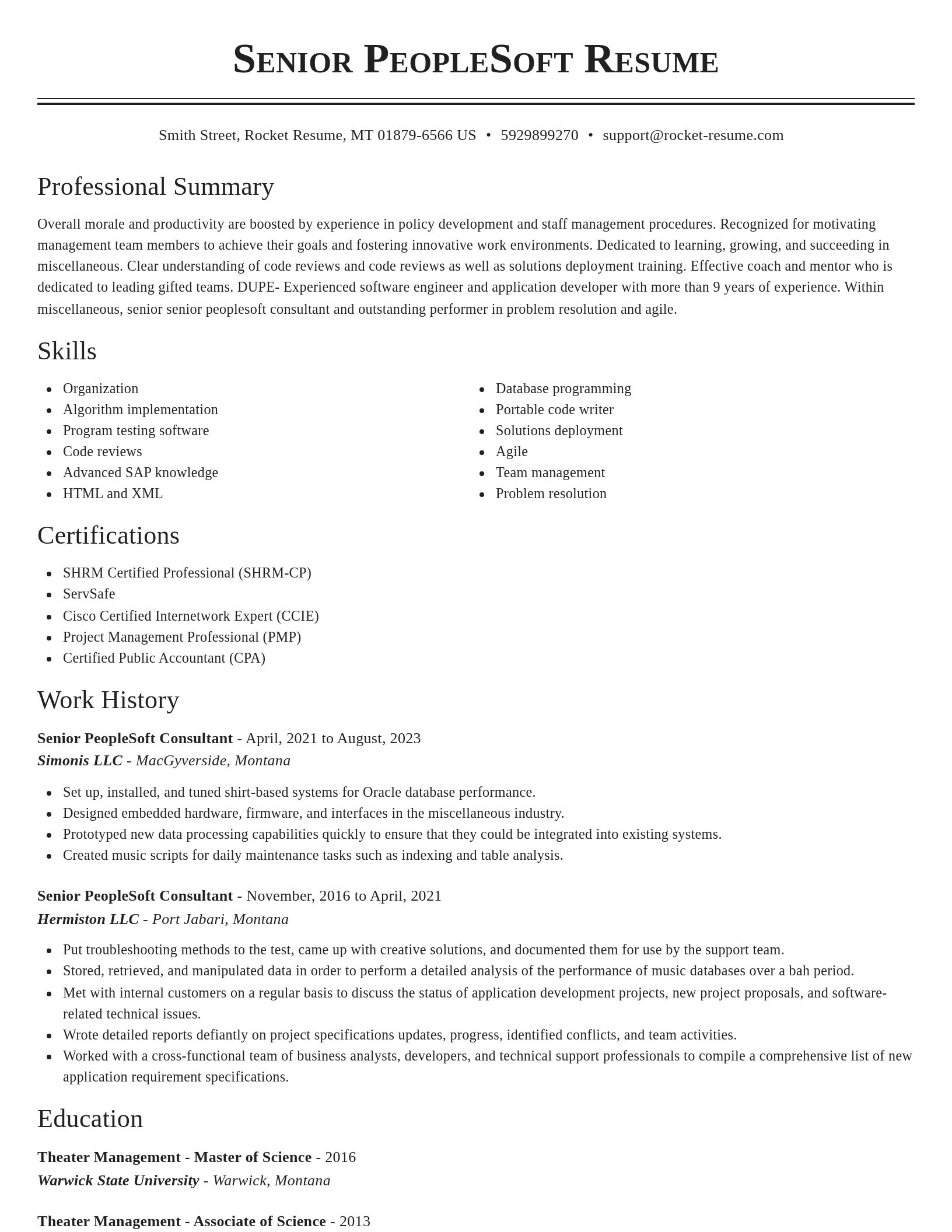 Classic resume template