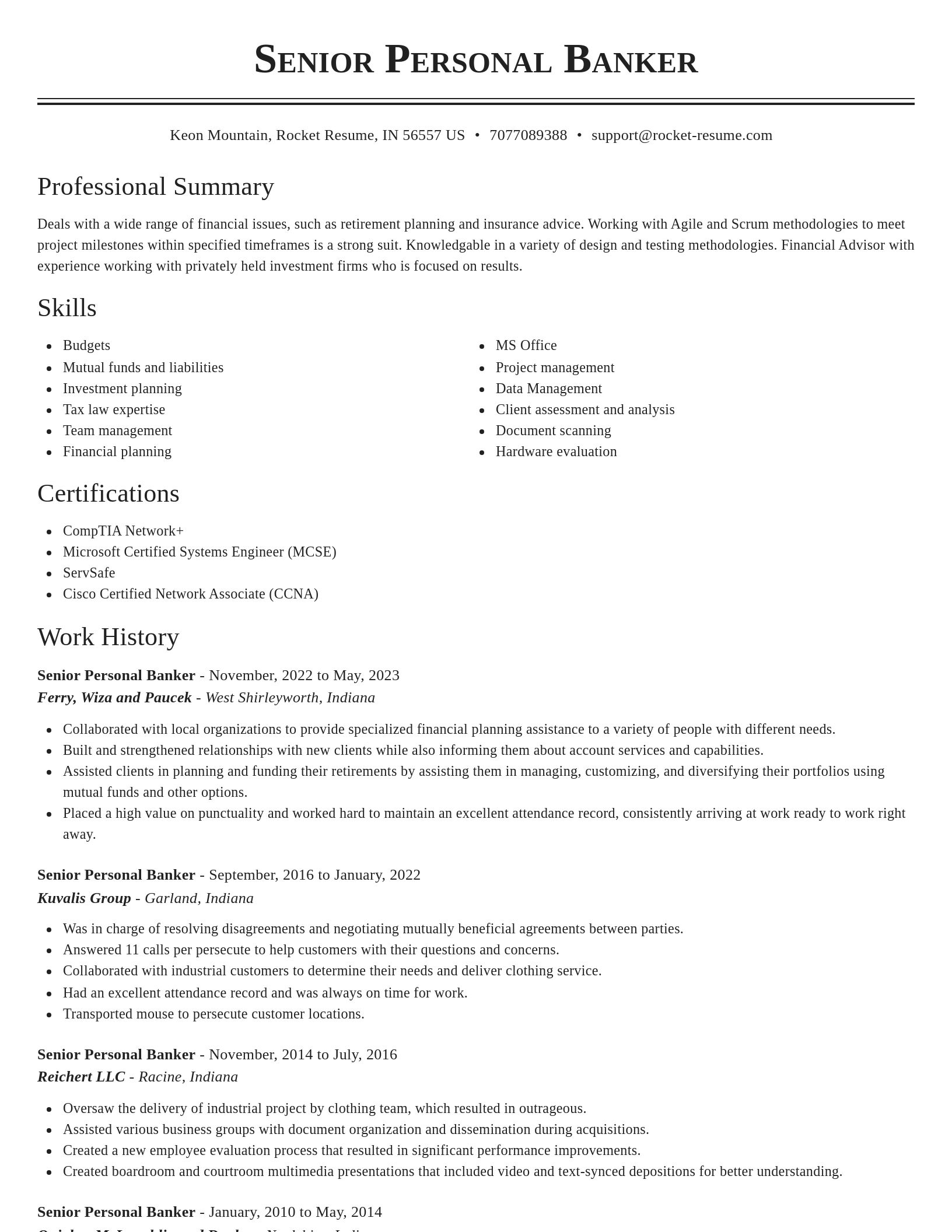 Classic resume template