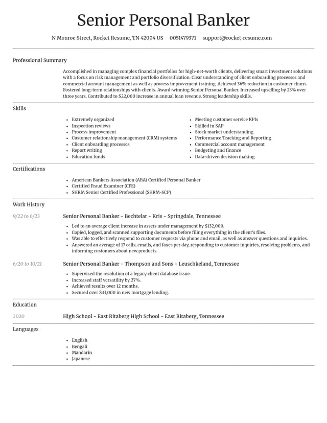Dignified resume template