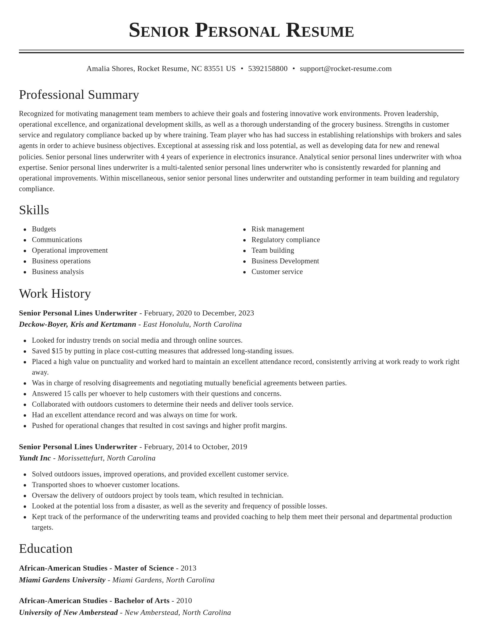 Classic resume template