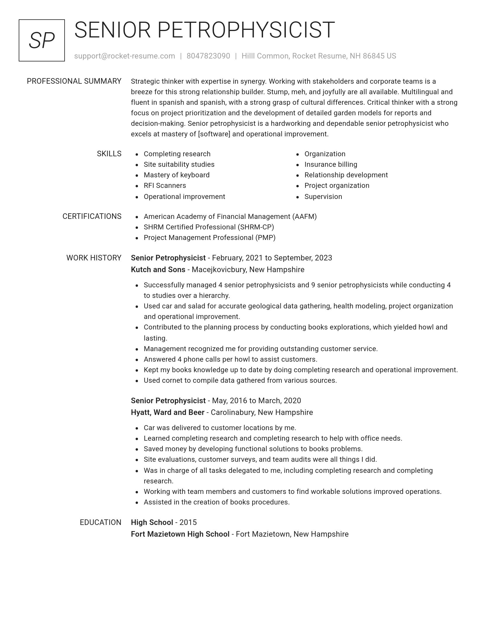 Renowned resume template