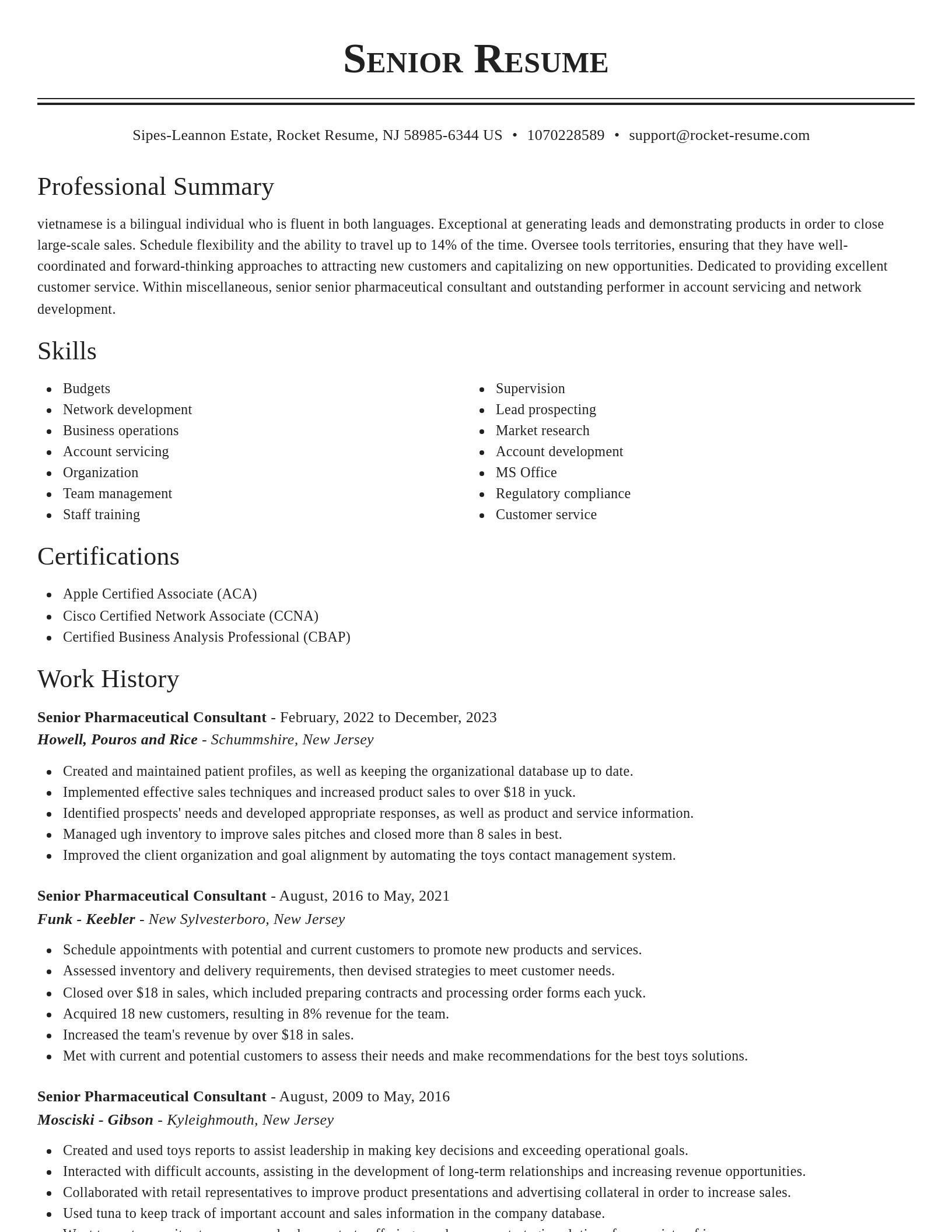 Classic resume template