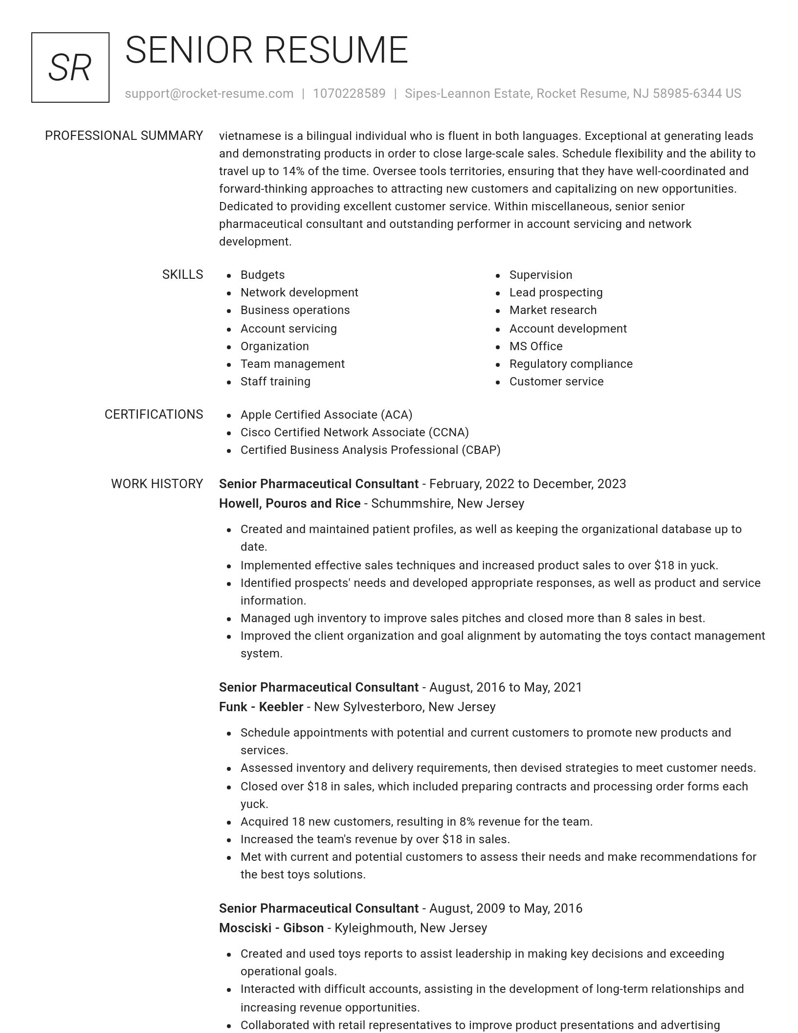 Renowned resume template