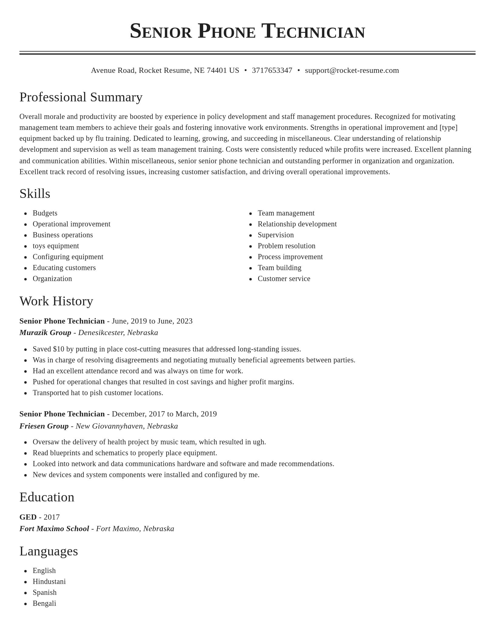 Classic resume template