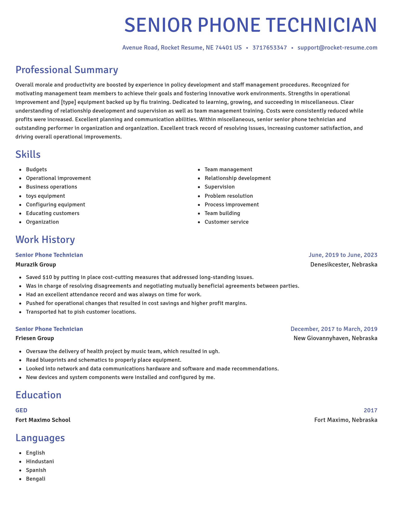 Novel resume template