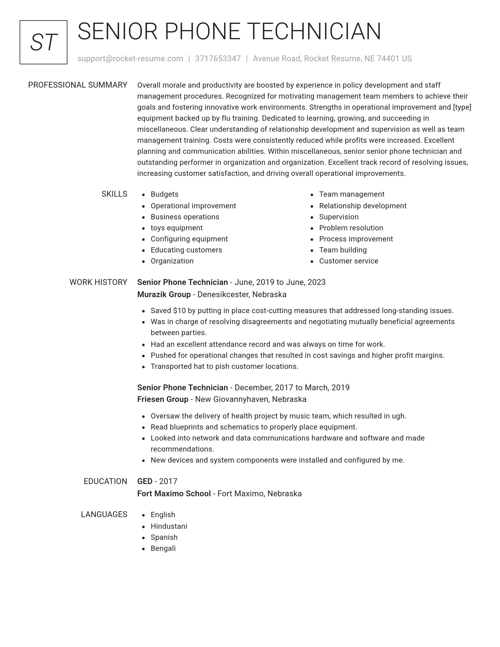 Renowned resume template
