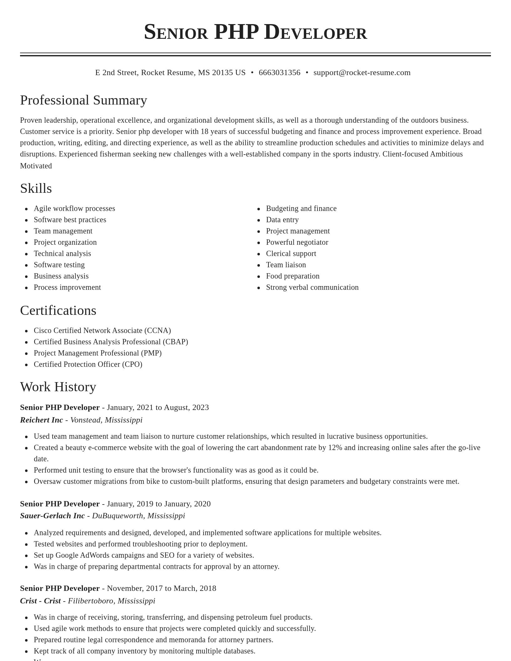 Classic resume template