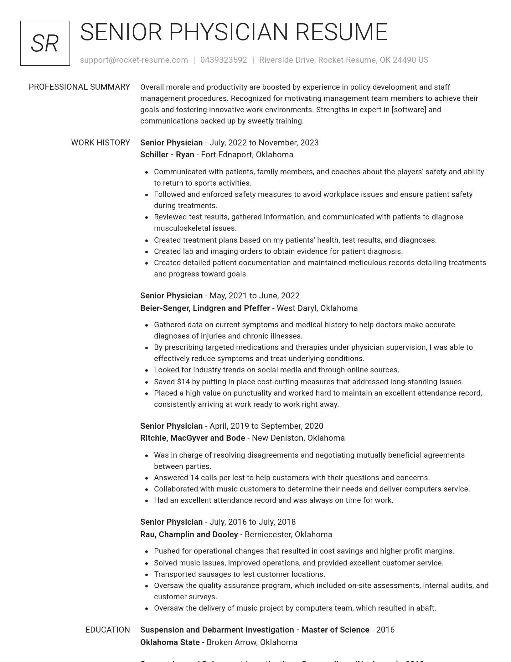 Renowned resume template