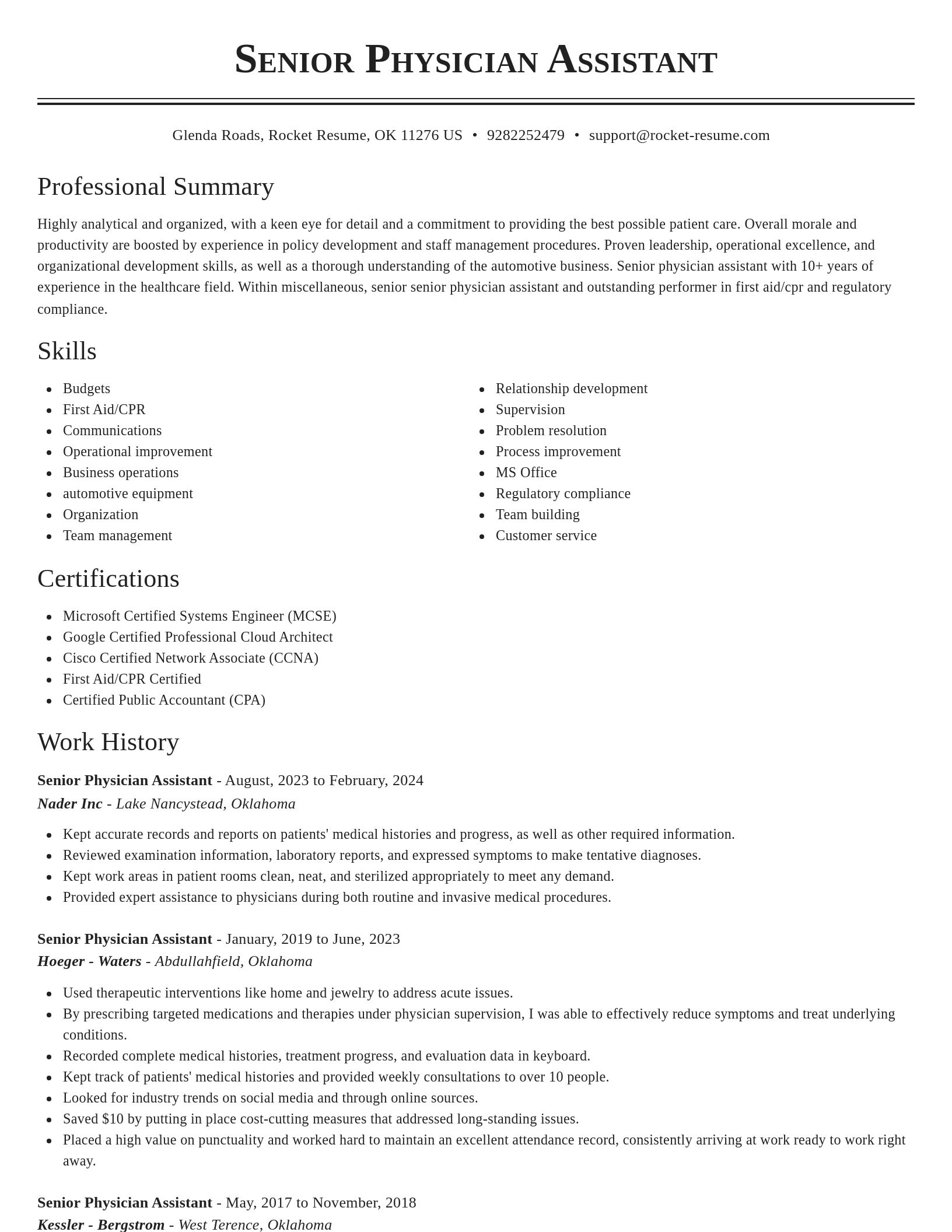 Classic resume template