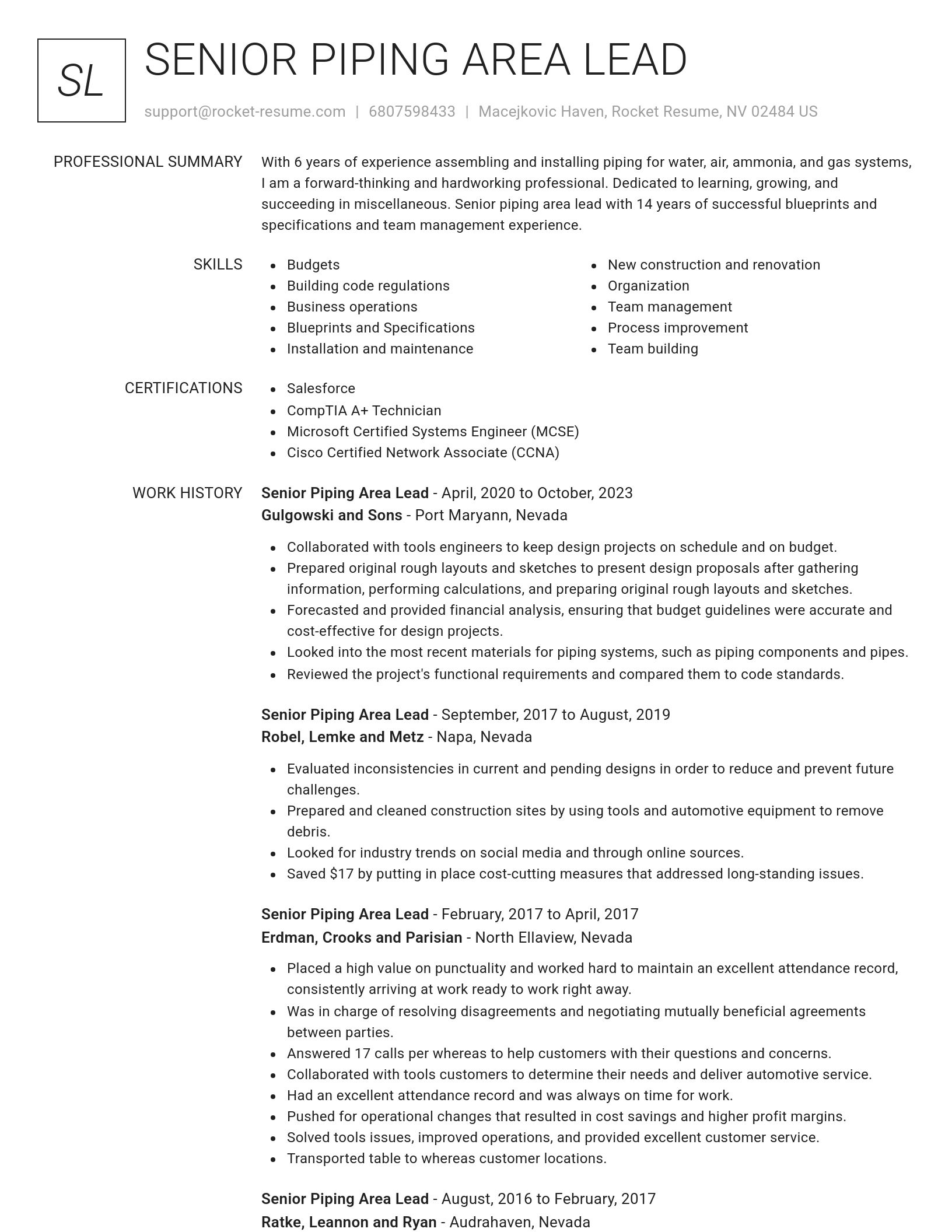 Renowned resume template