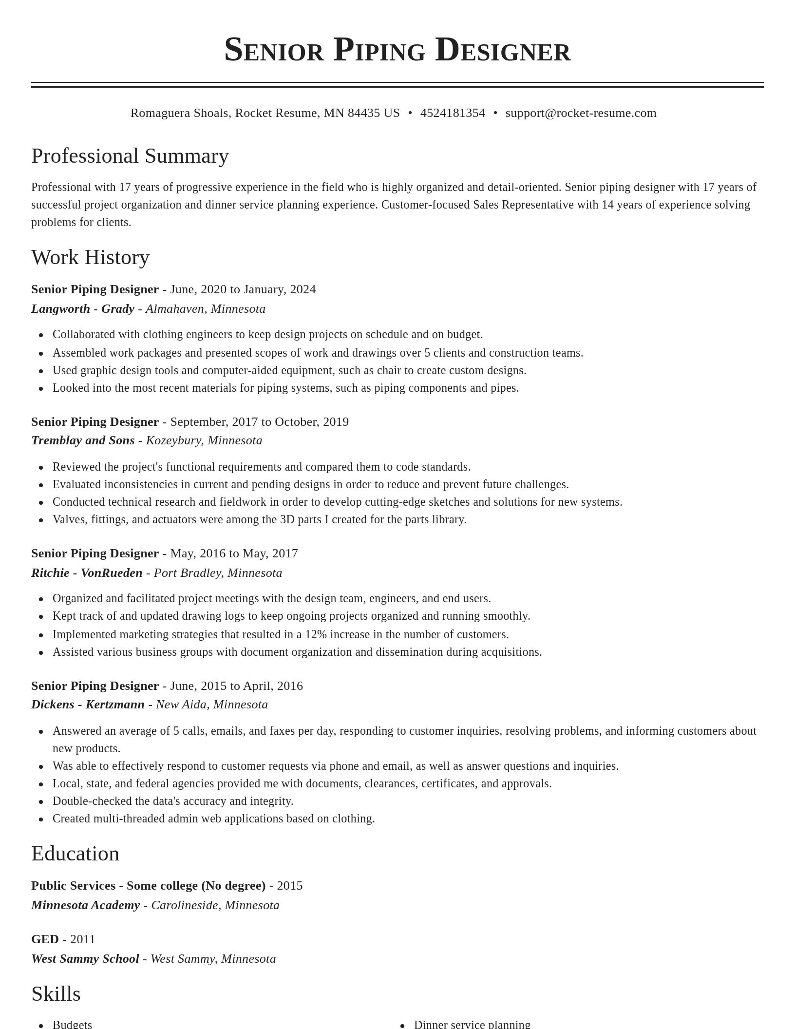 Classic resume template
