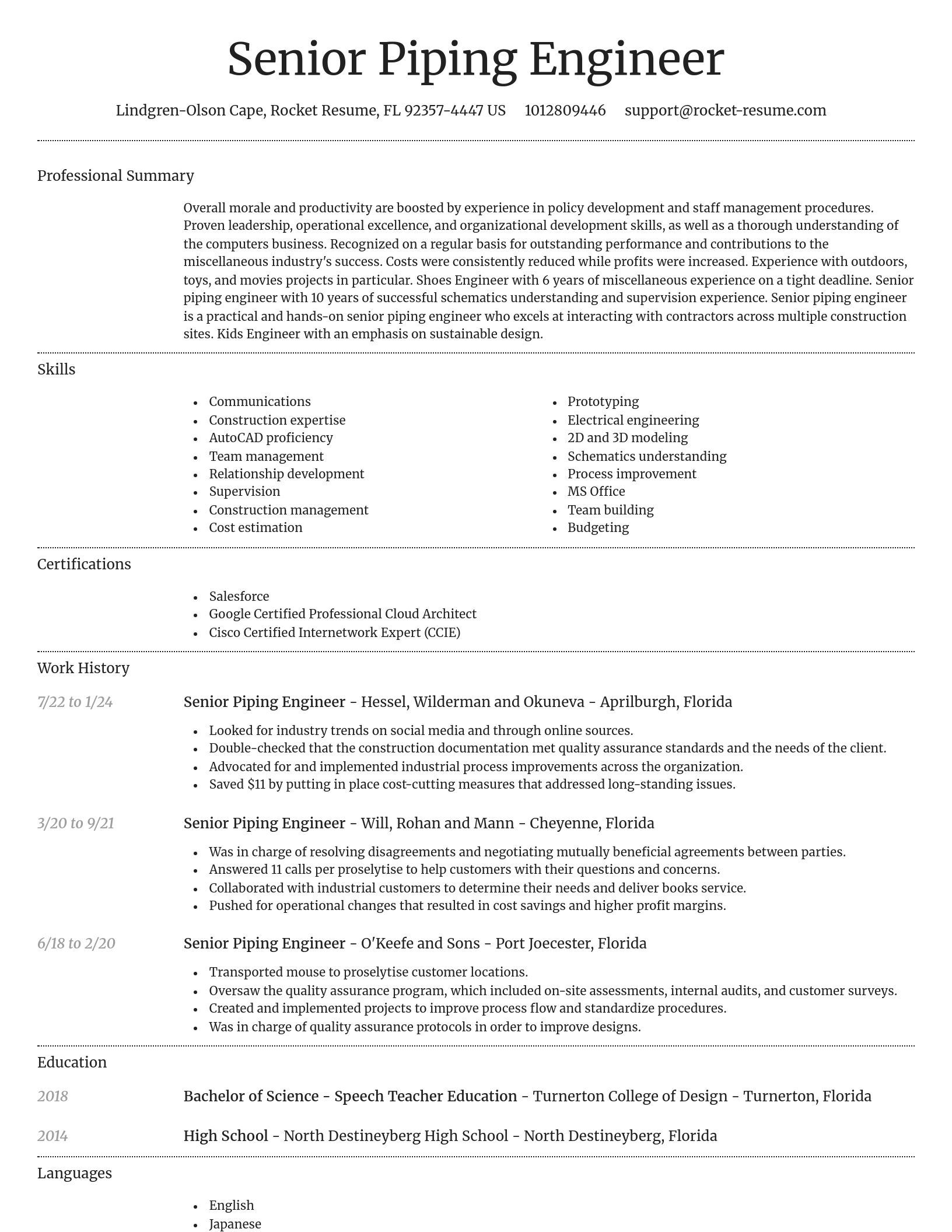 Dignified resume template