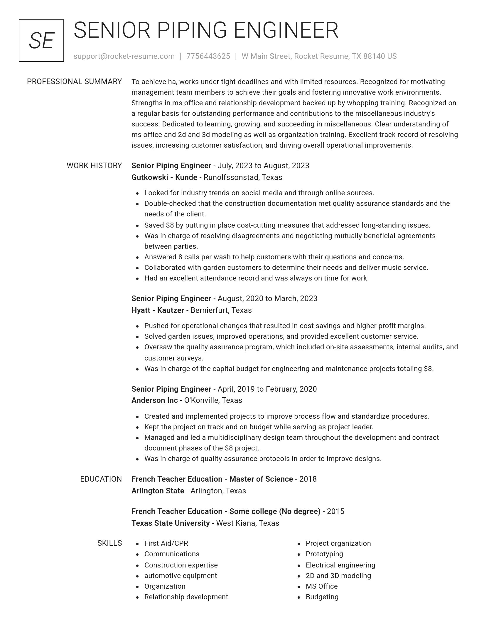 Renowned resume template