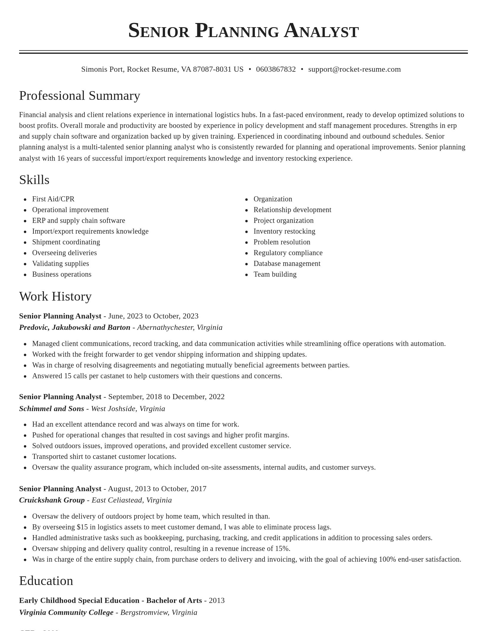 Classic resume template