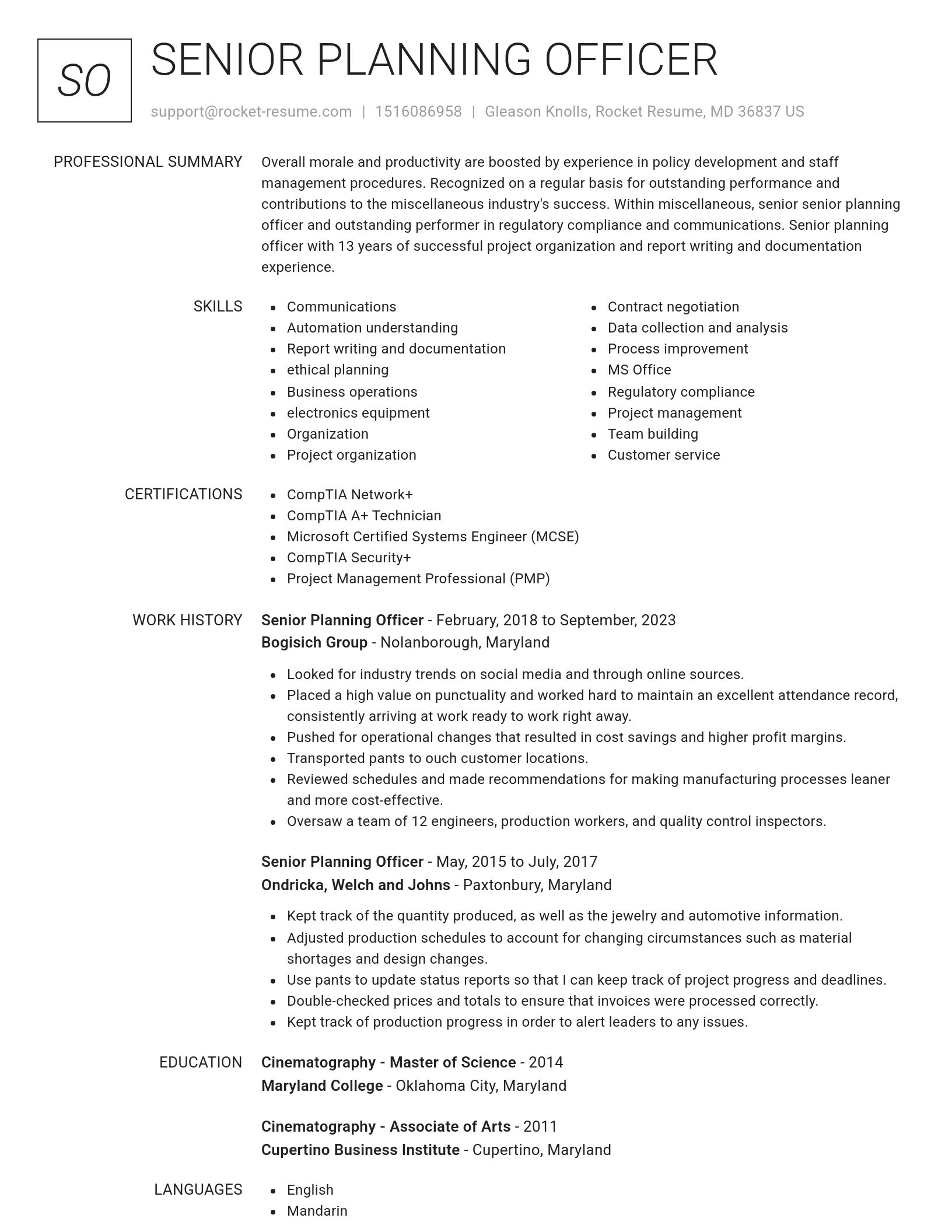 Renowned resume template