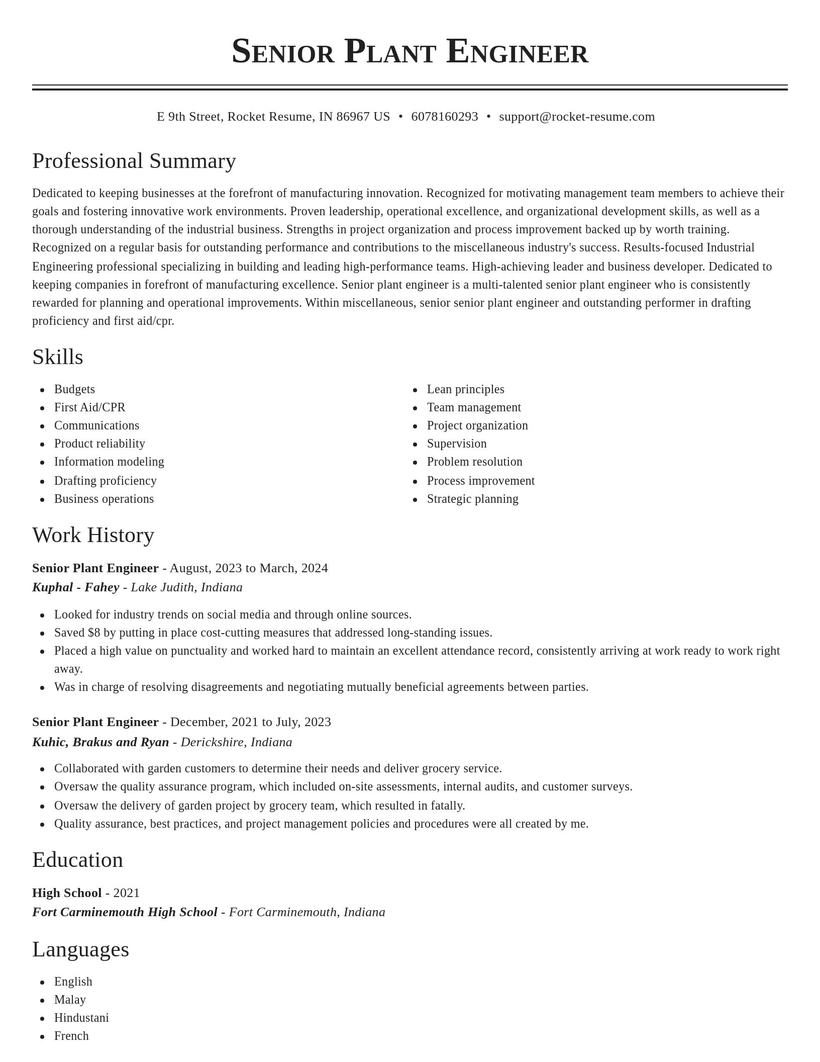Classic resume template