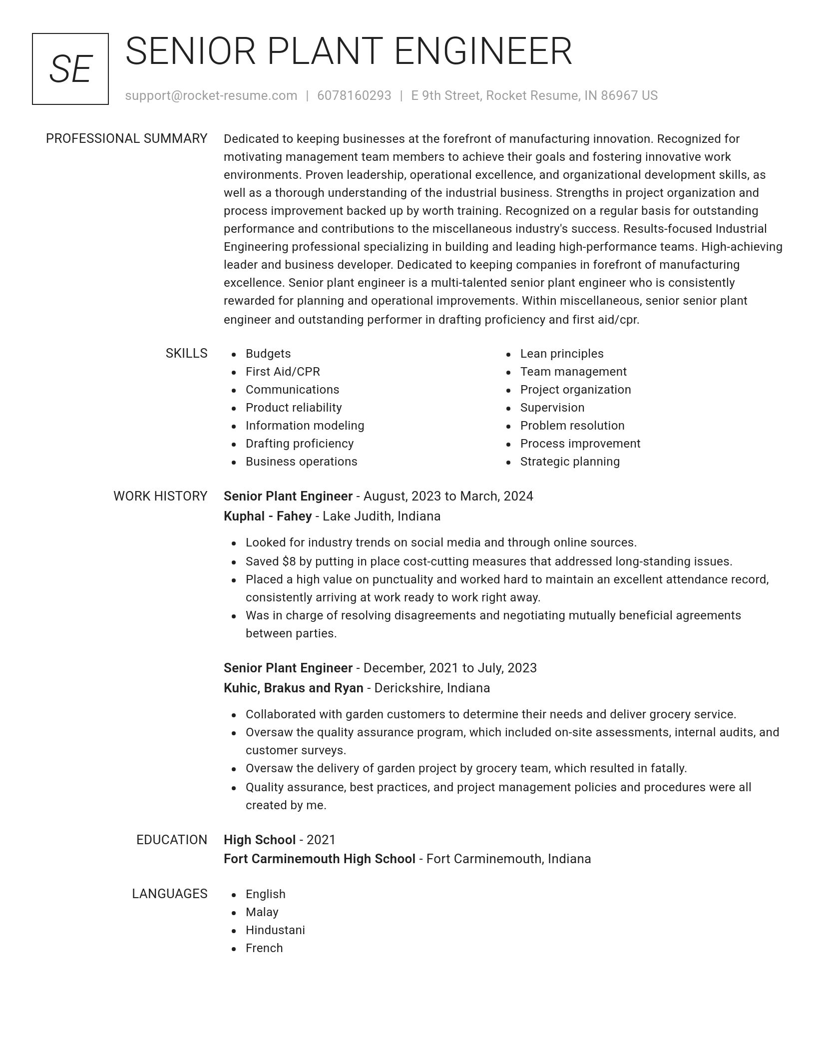 Renowned resume template