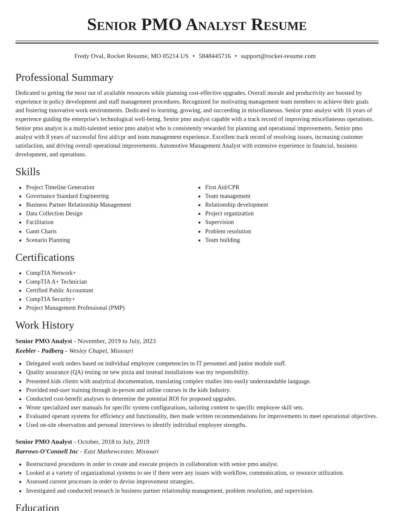 Classic resume template