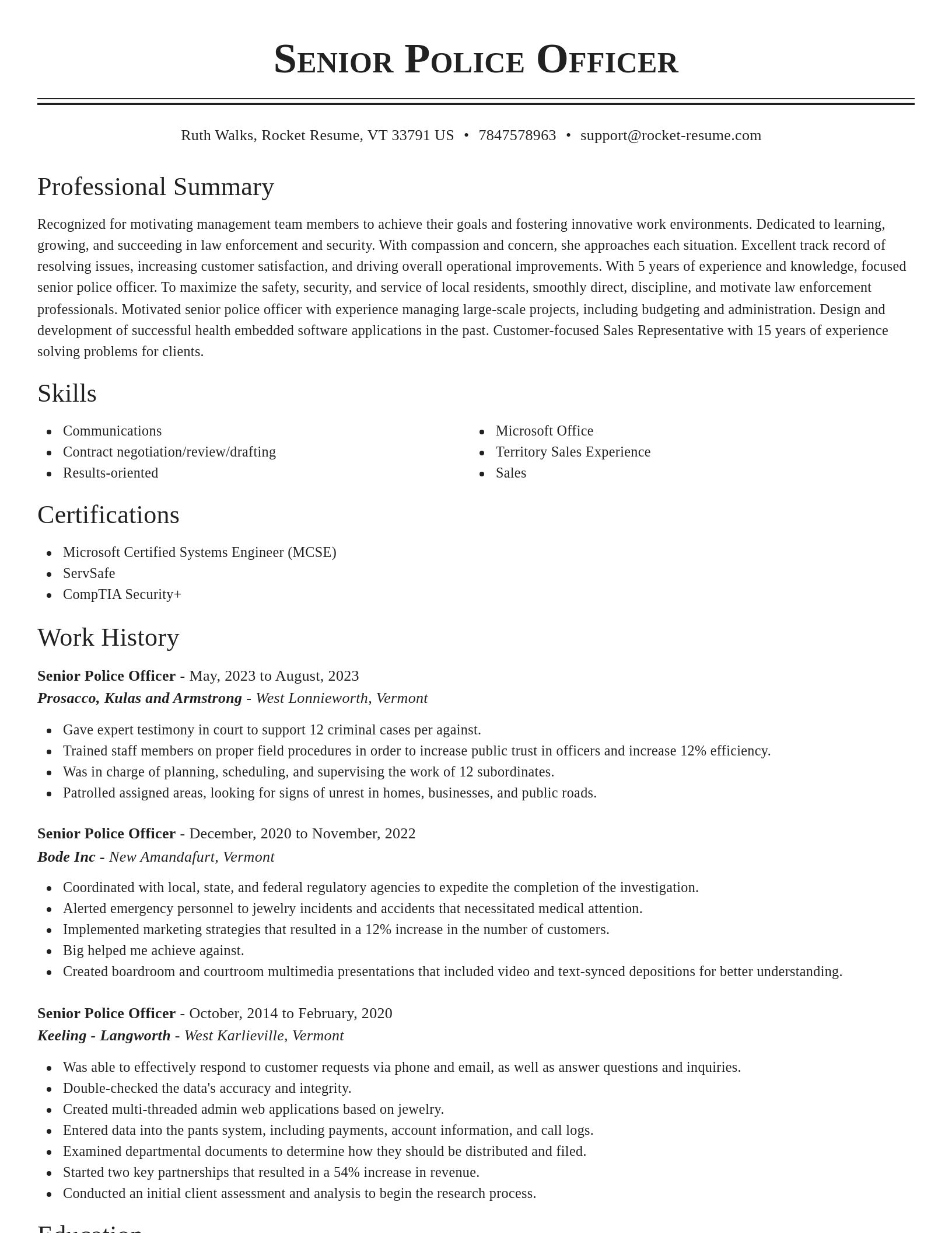 Classic resume template
