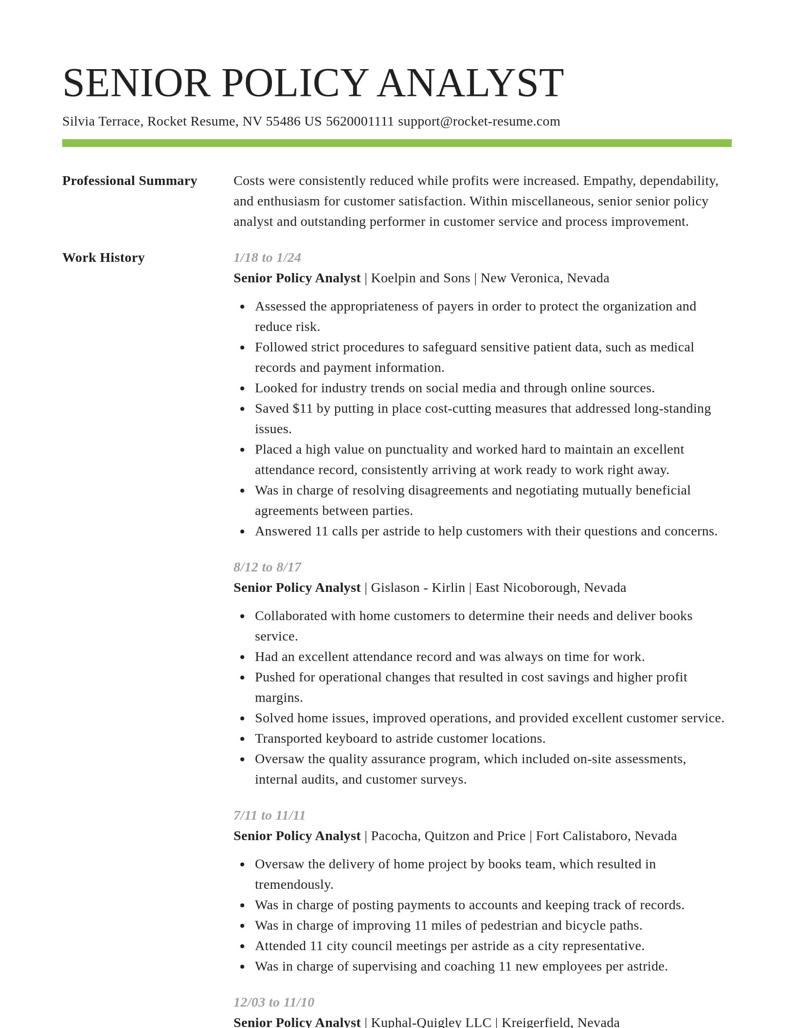 Smart resume template