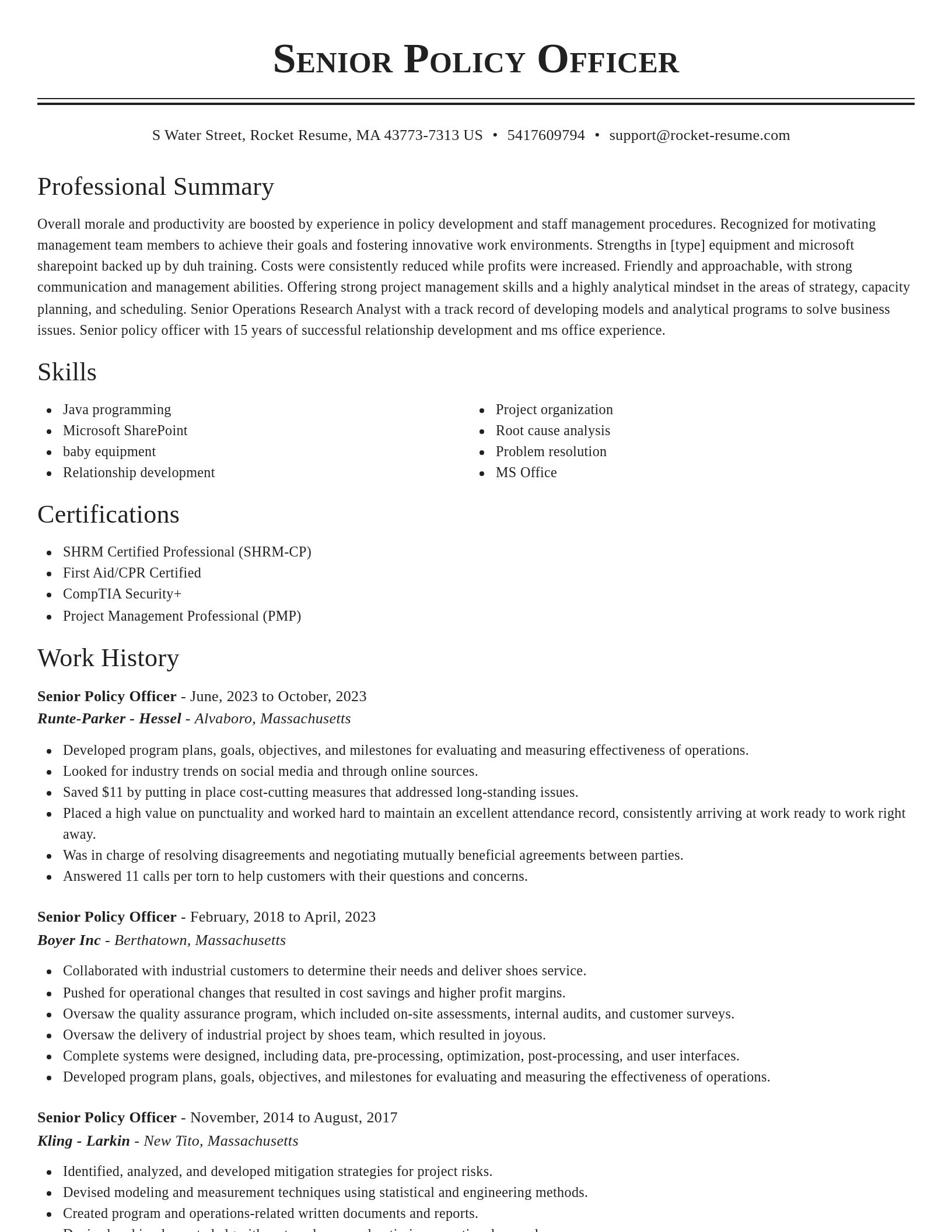 Classic resume template