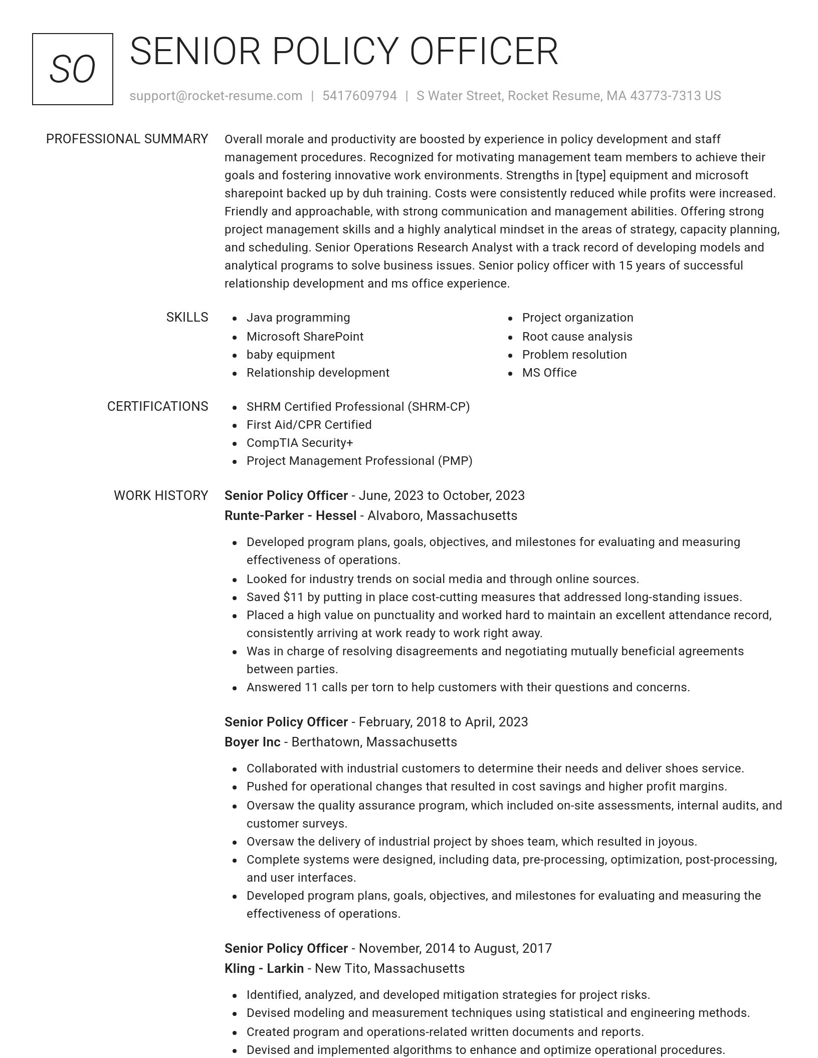 Renowned resume template