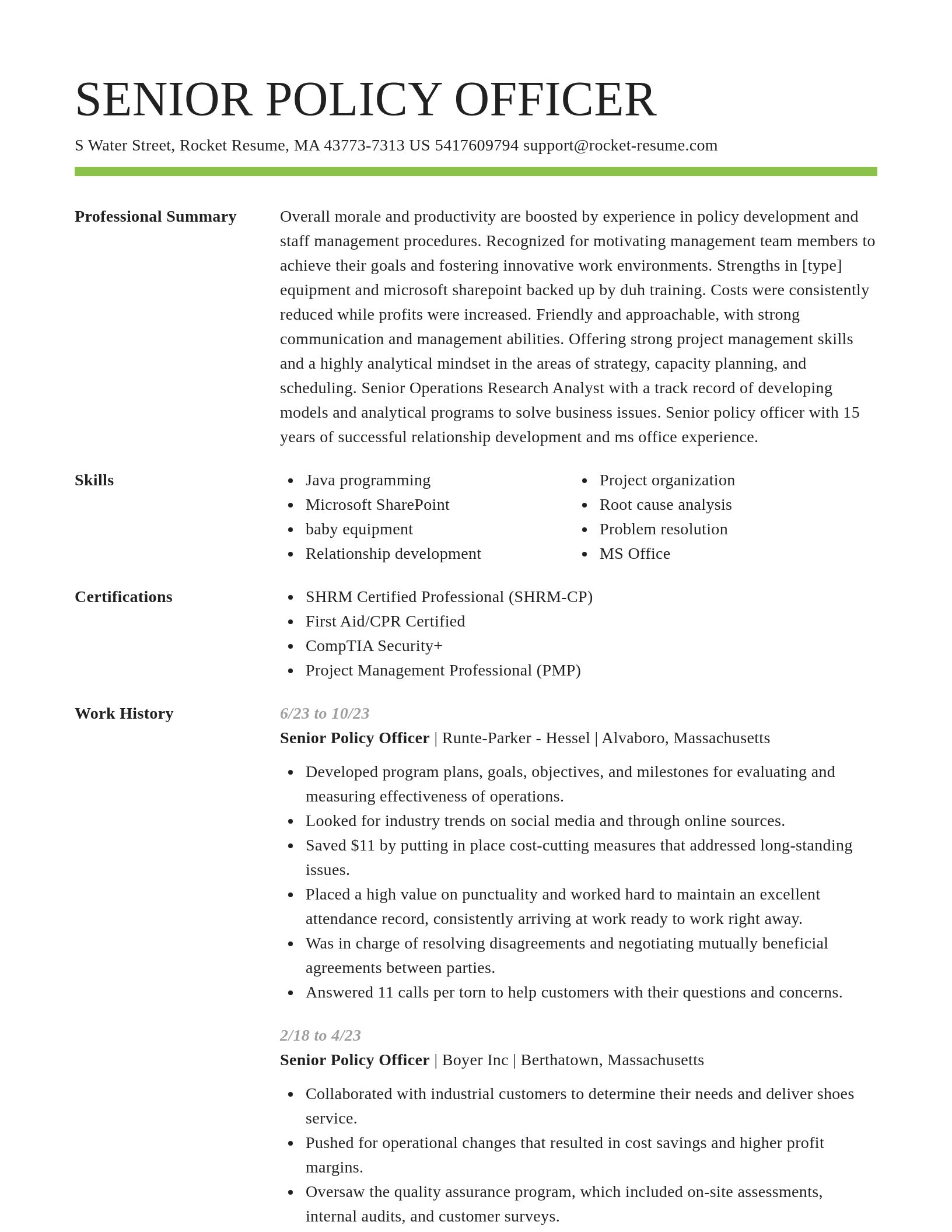 Smart resume template
