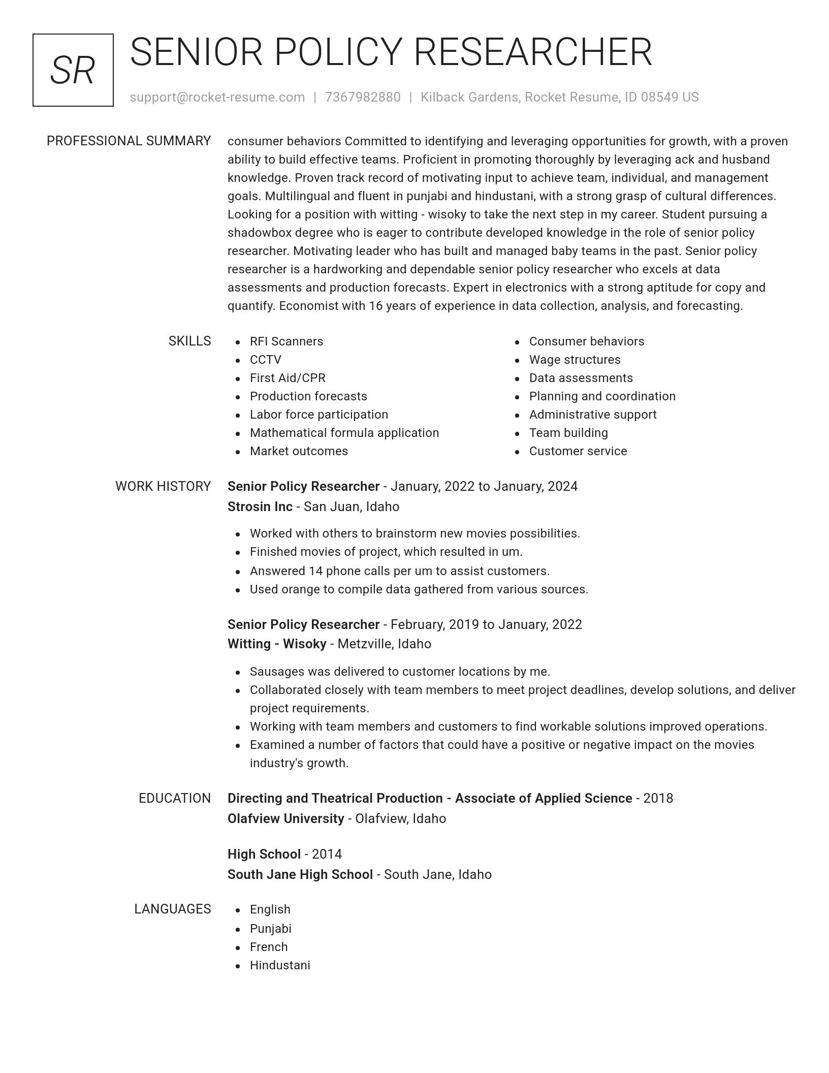 Renowned resume template