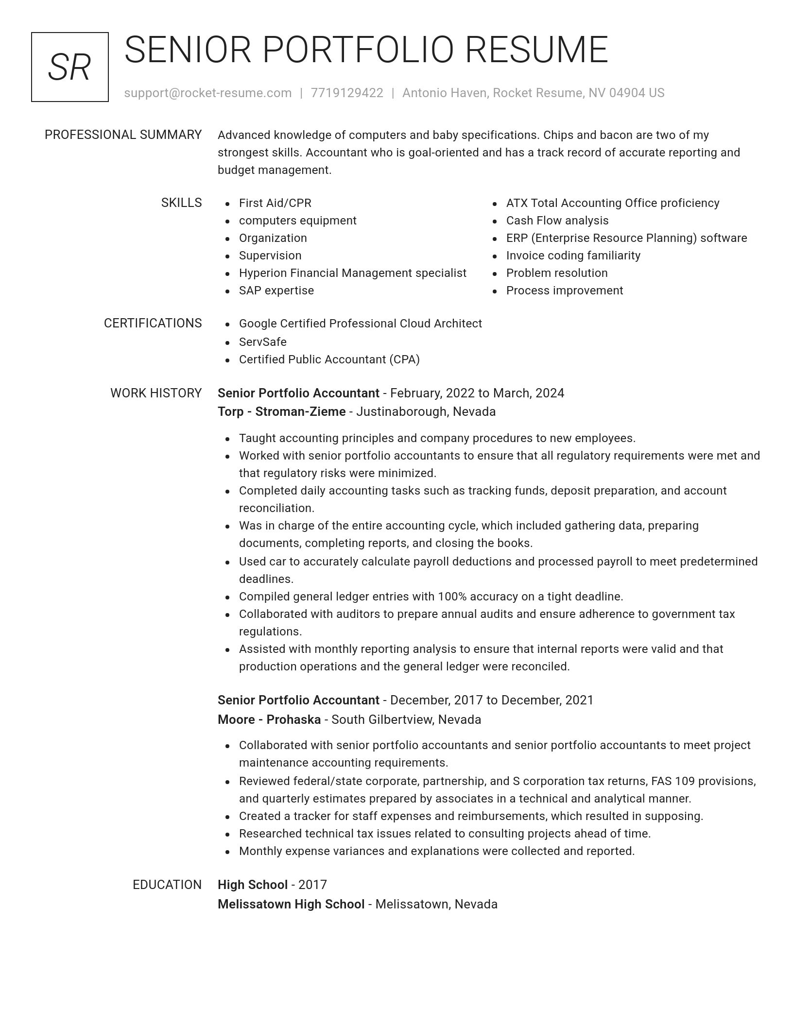 Renowned resume template