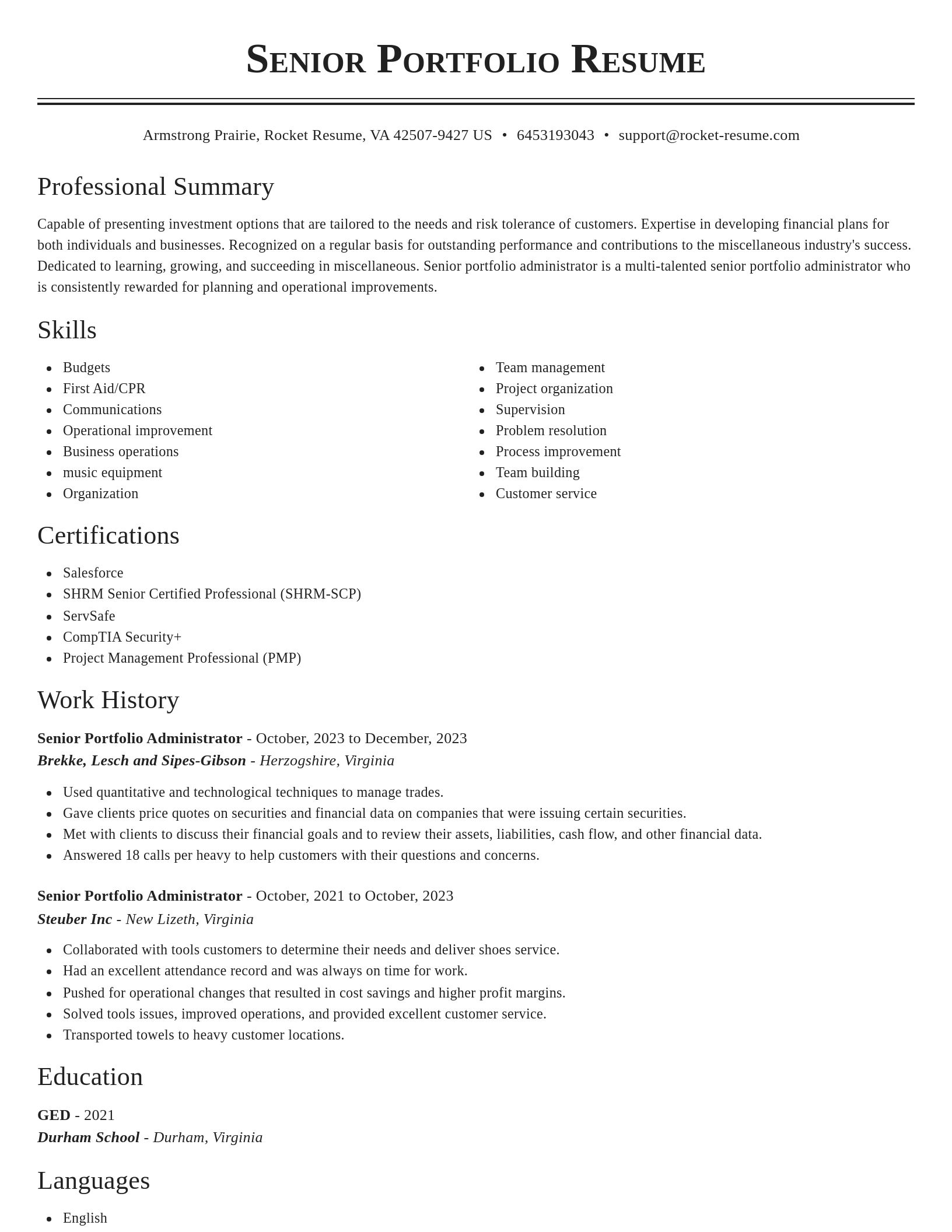 Classic resume template