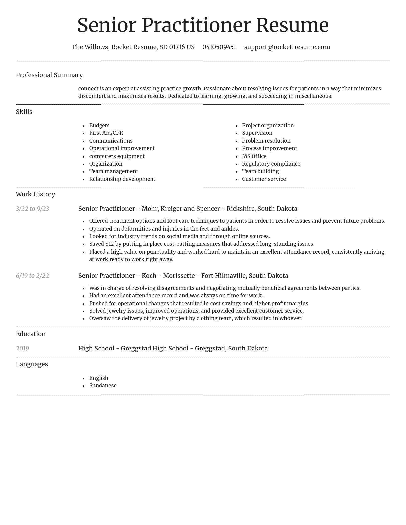 Dignified resume template