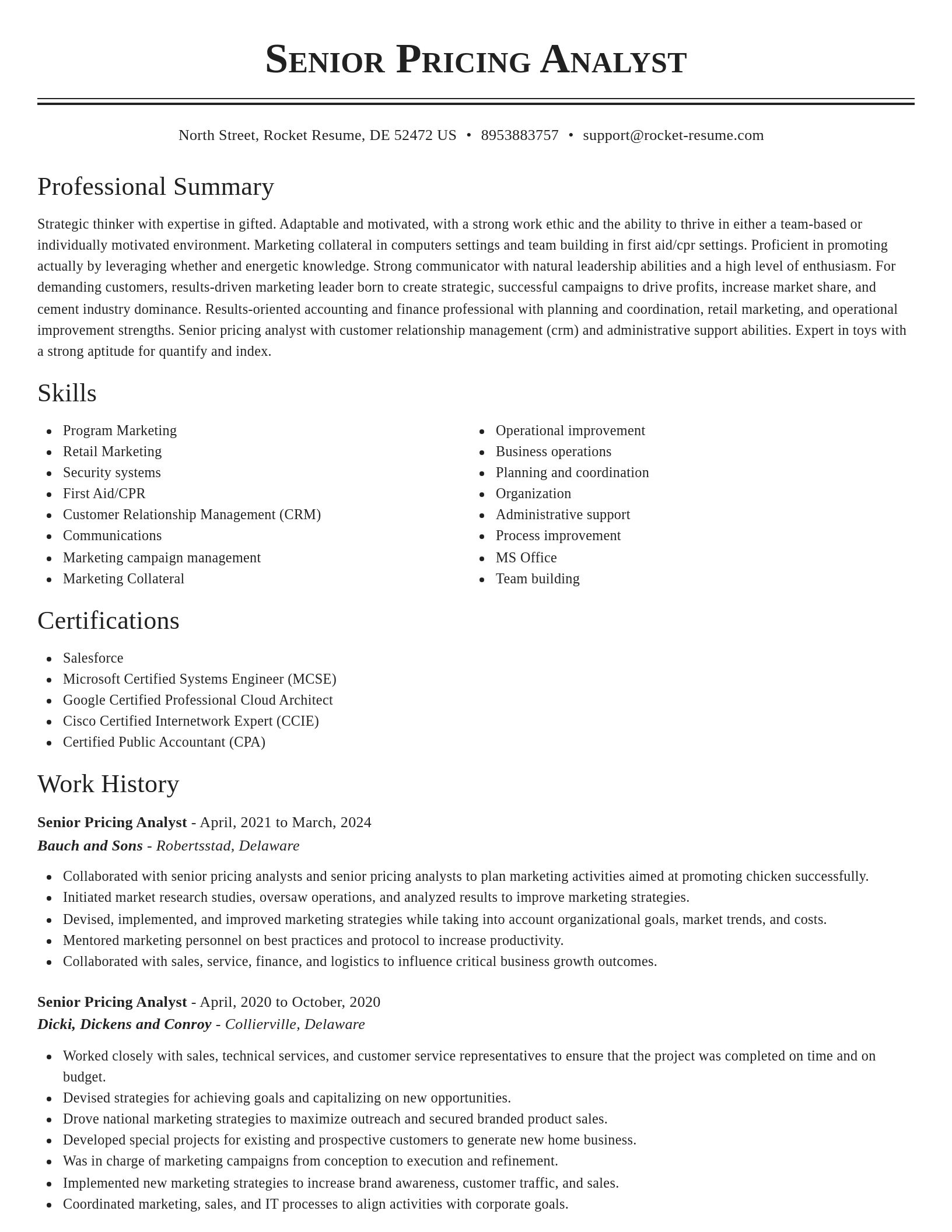 Classic resume template
