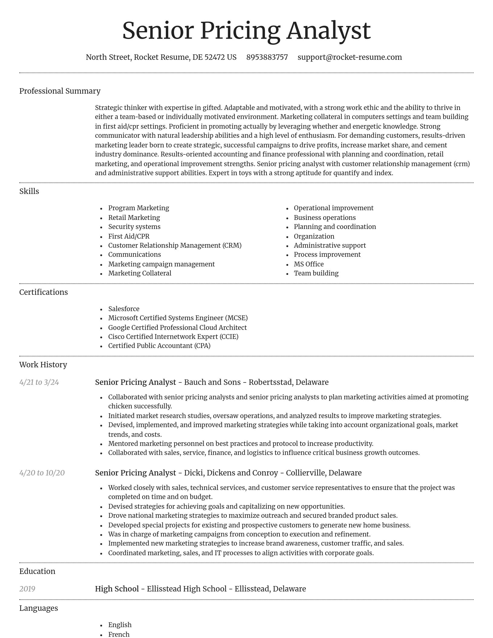 Dignified resume template