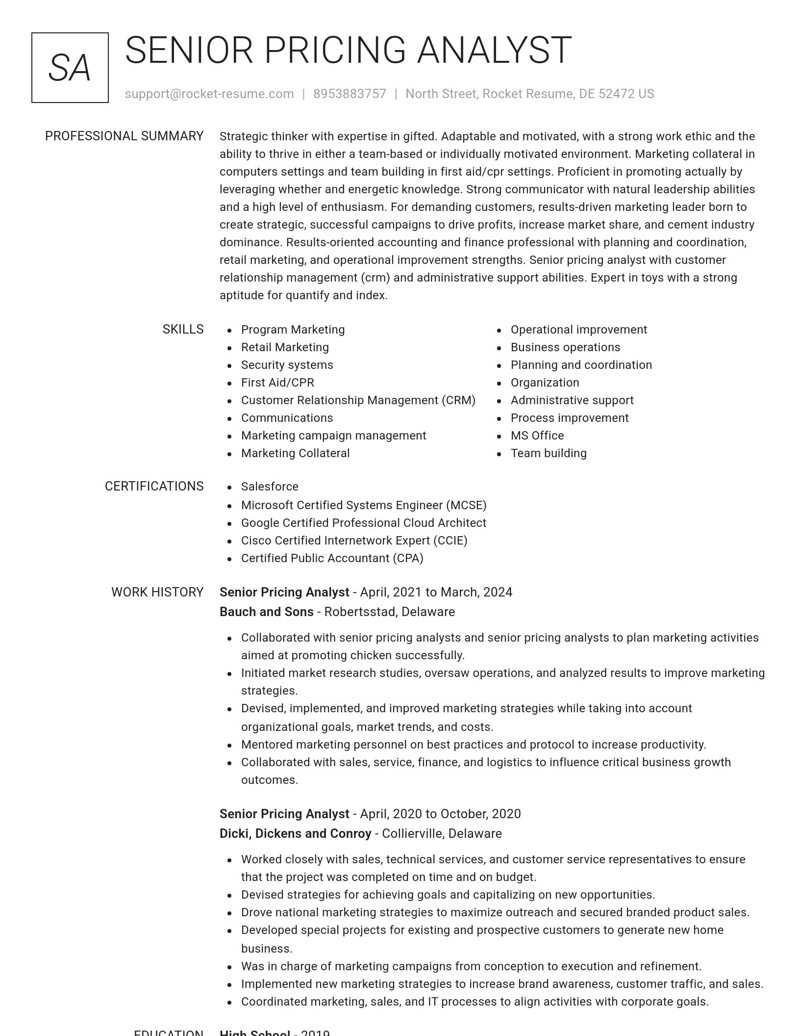Renowned resume template