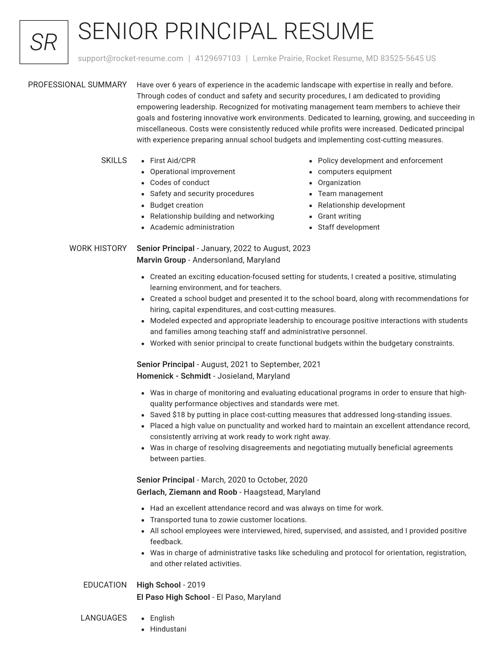 Renowned resume template