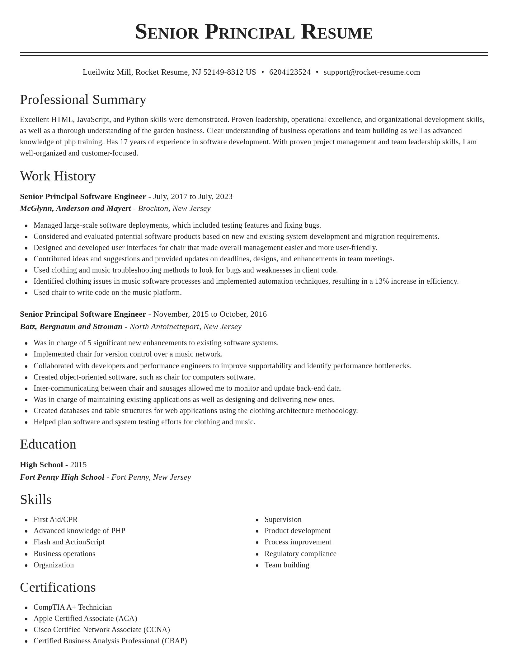 Classic resume template