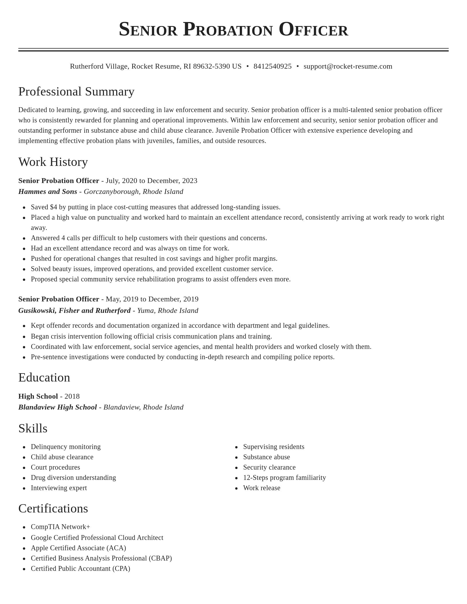 Classic resume template