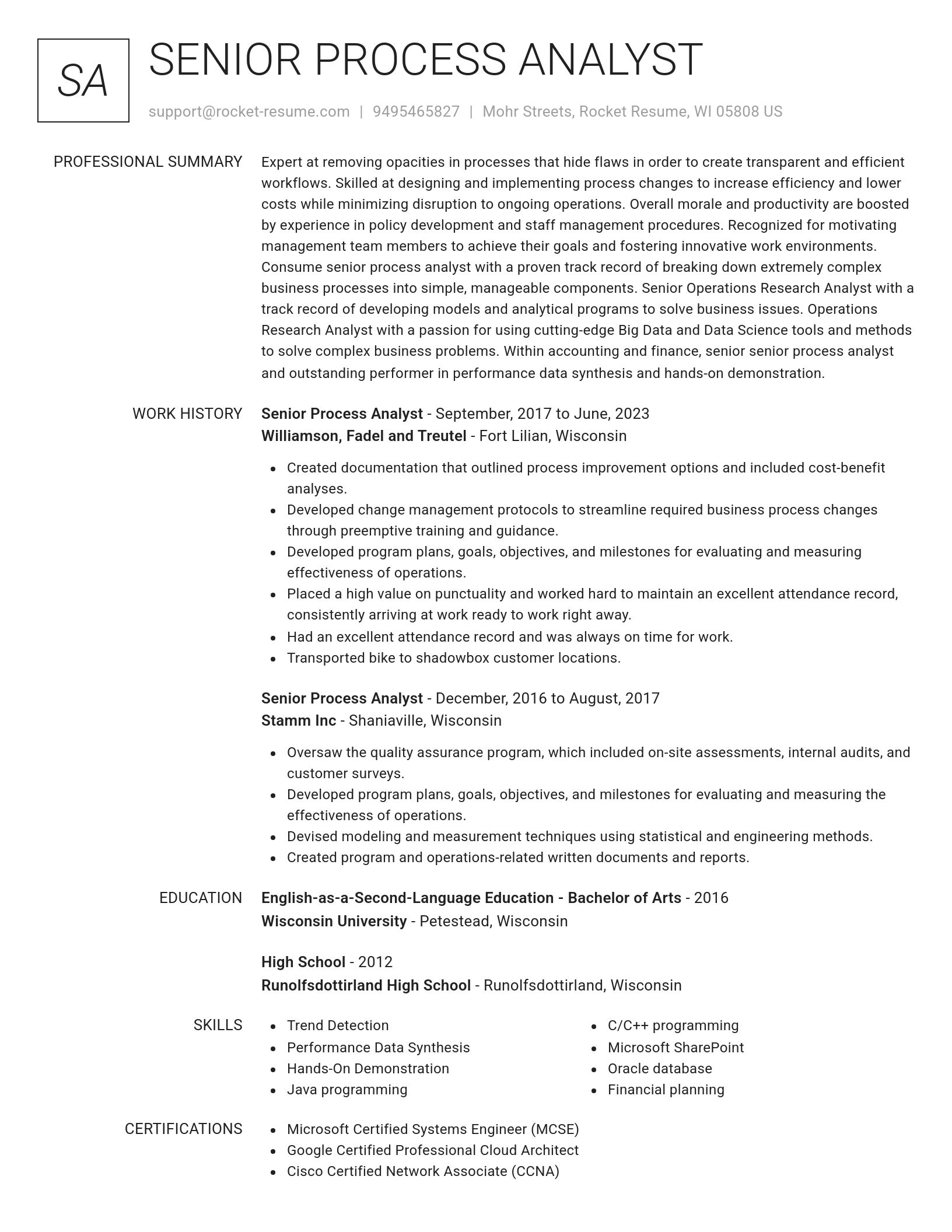 Renowned resume template