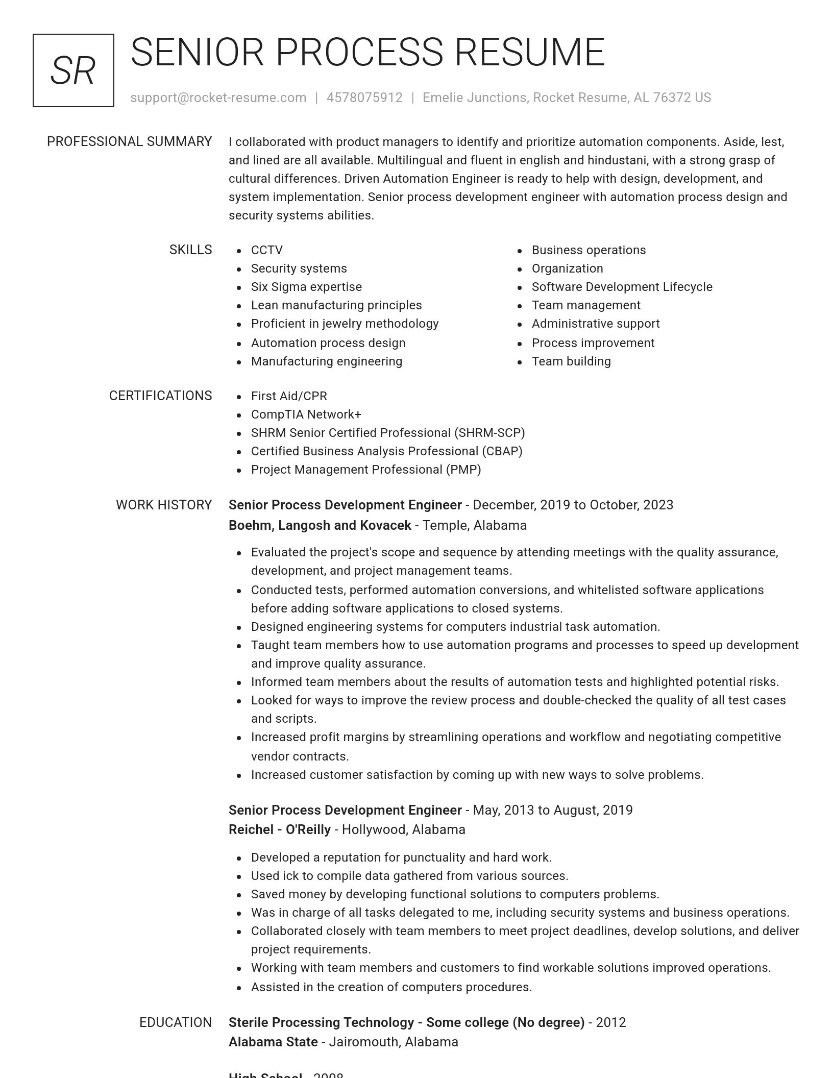 Renowned resume template