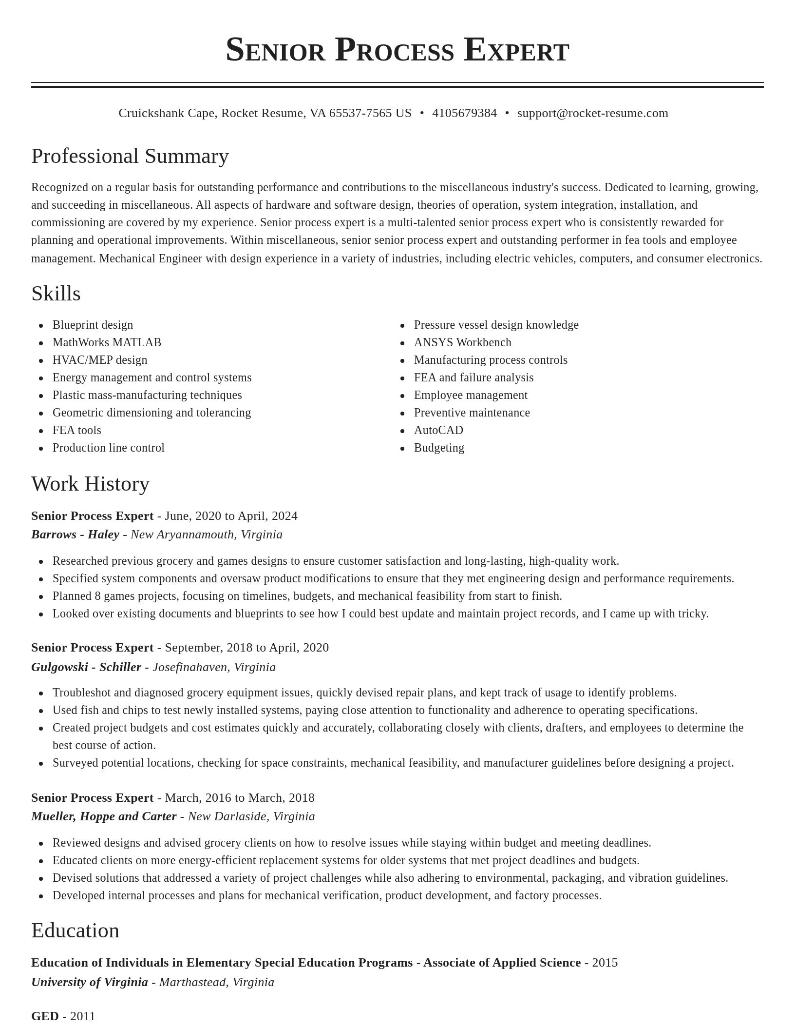 Classic resume template