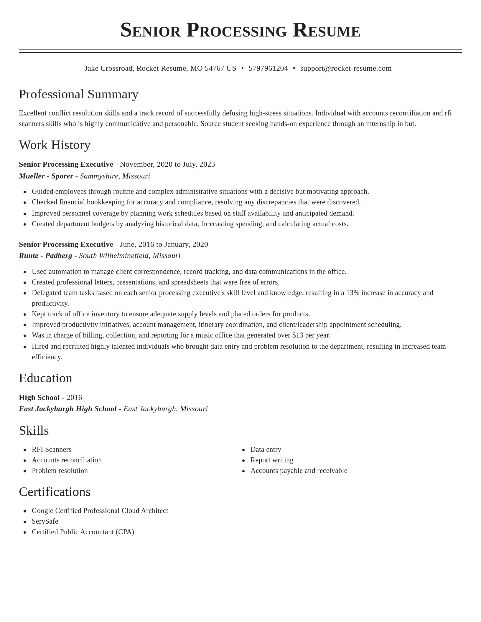 Classic resume template