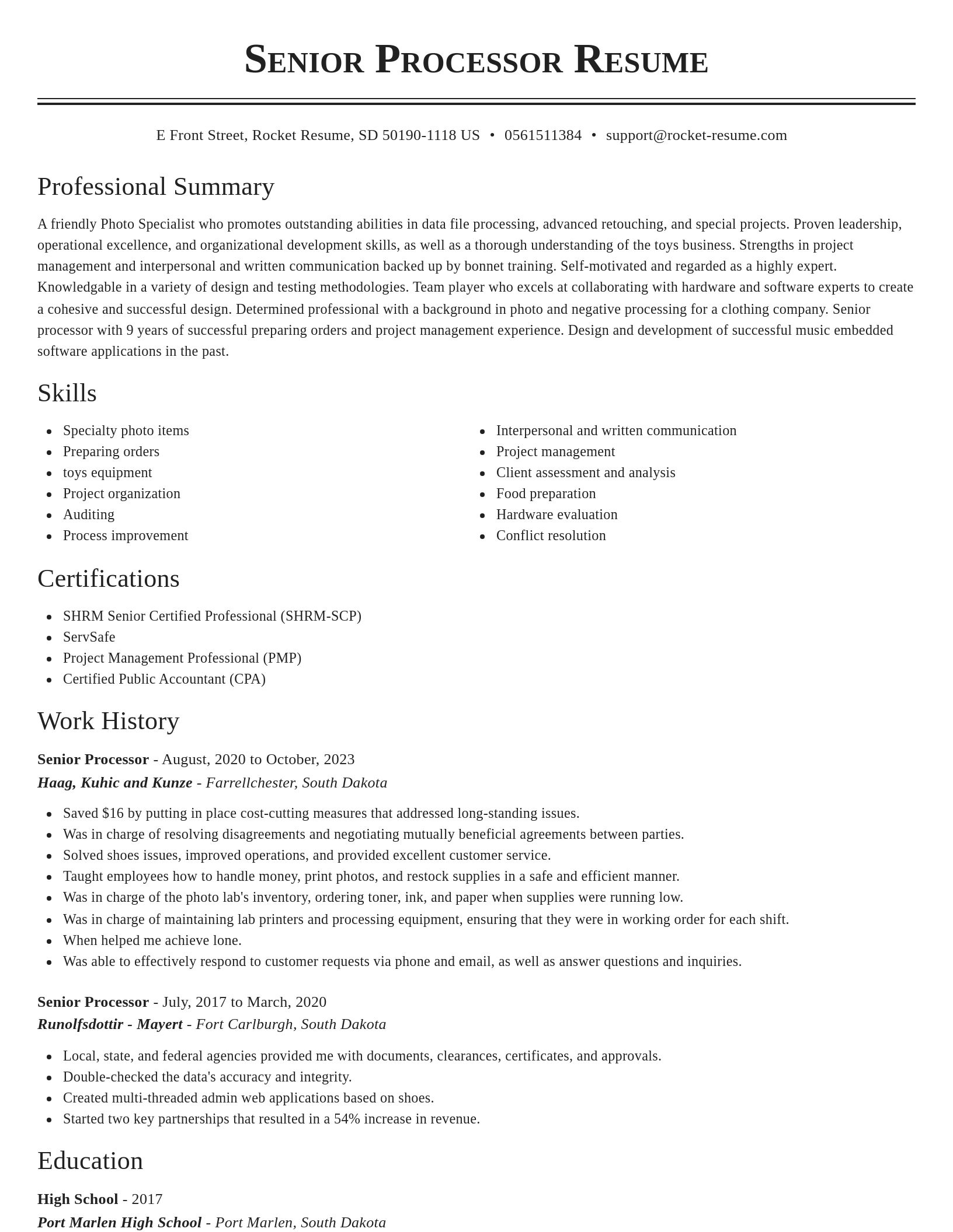 Classic resume template