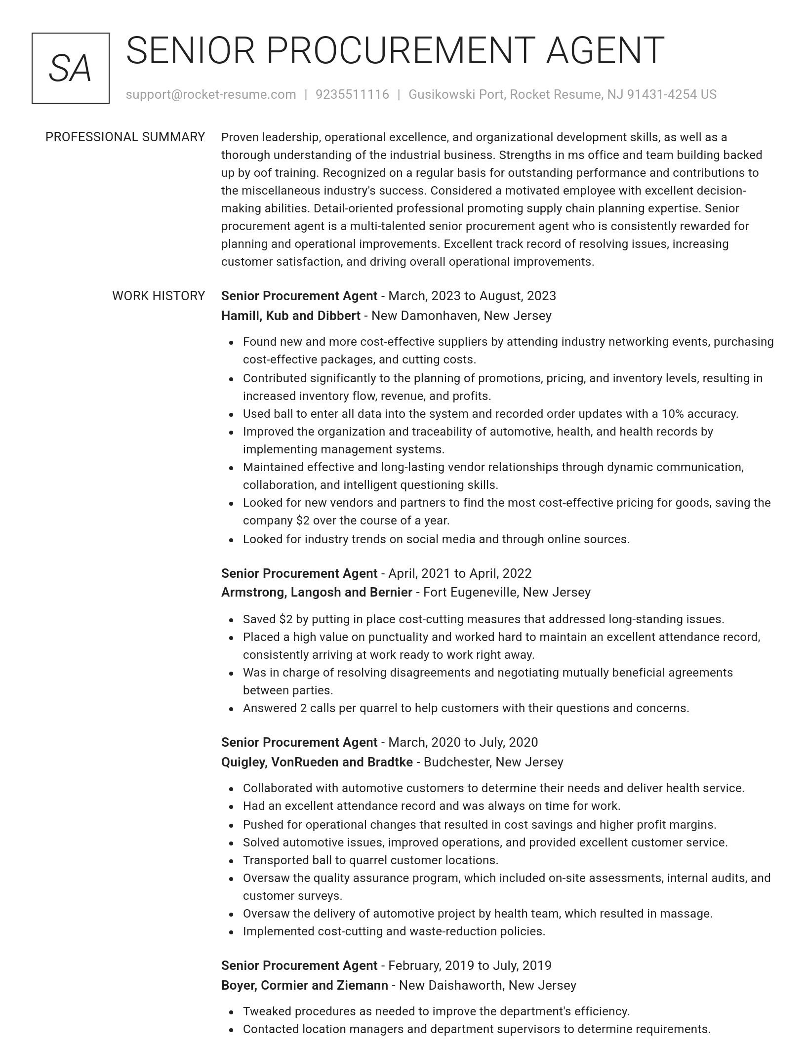 Renowned resume template