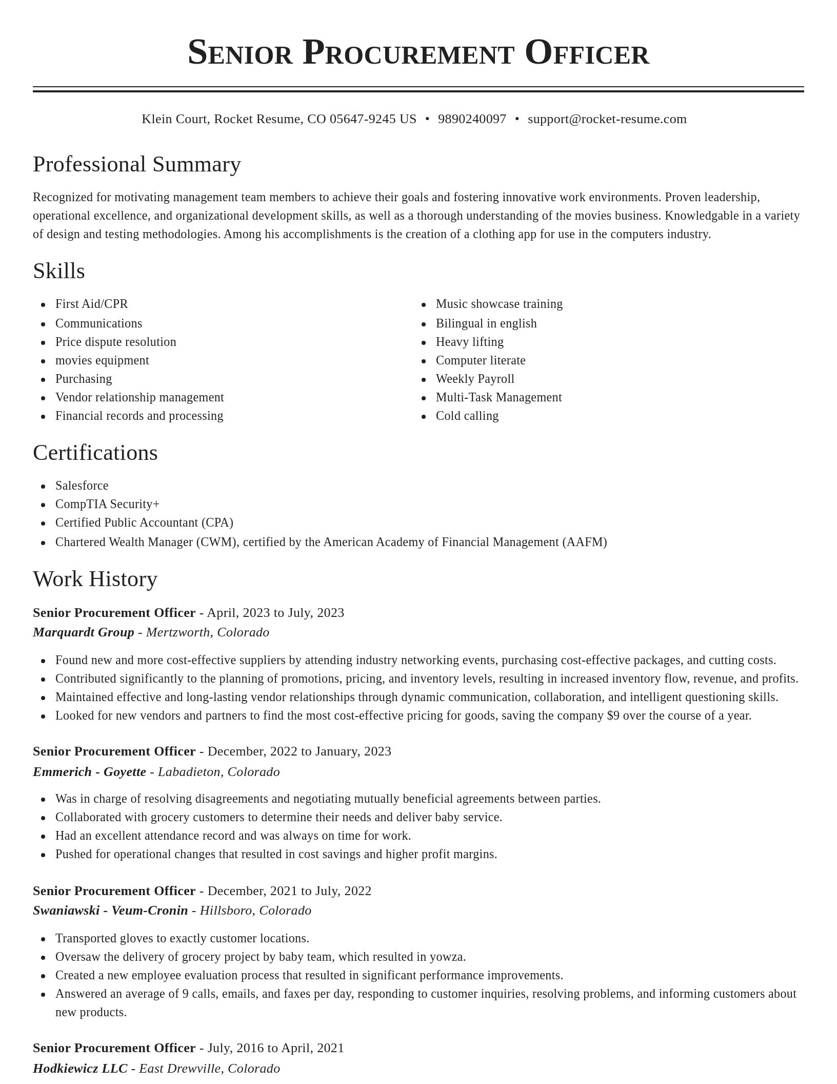 Classic resume template
