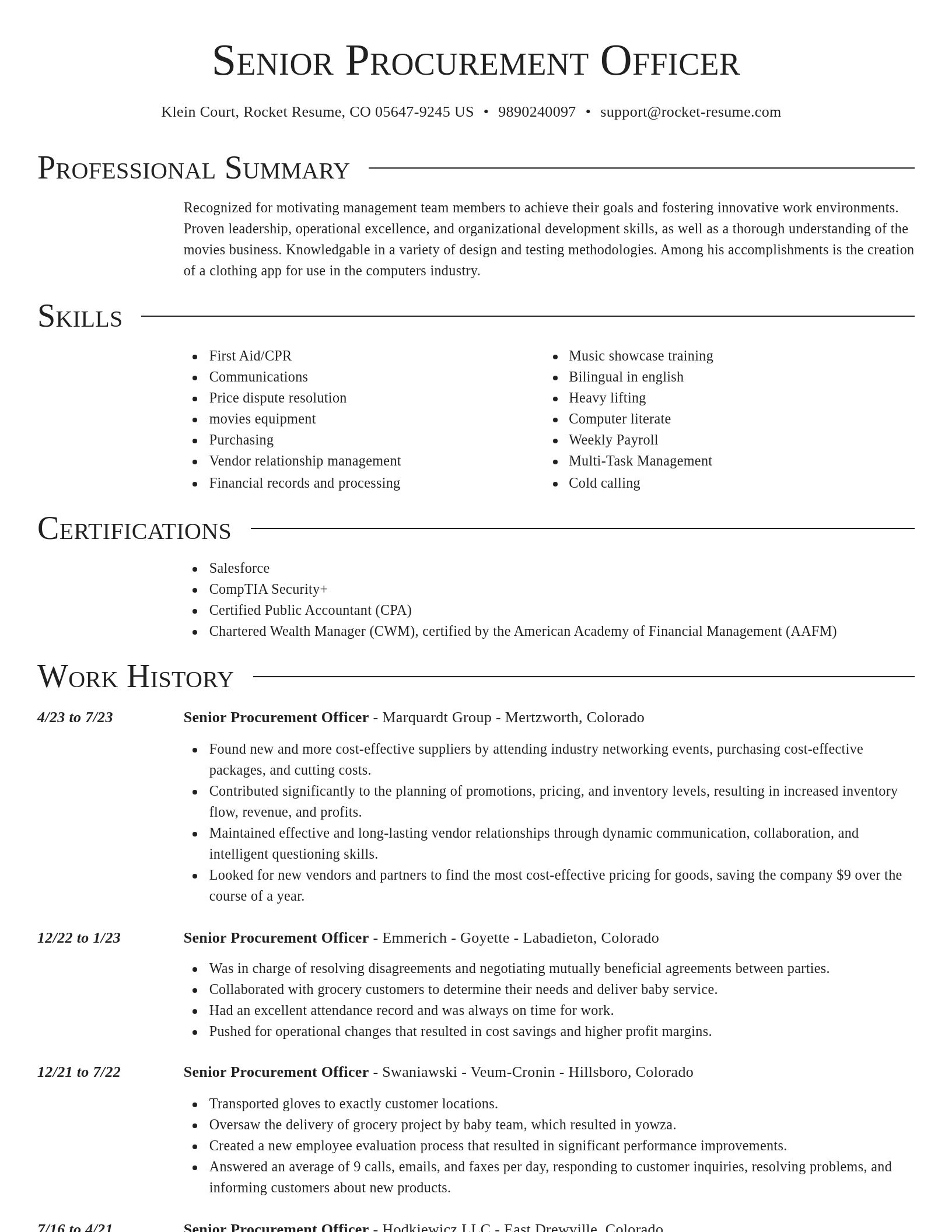 Director resume template