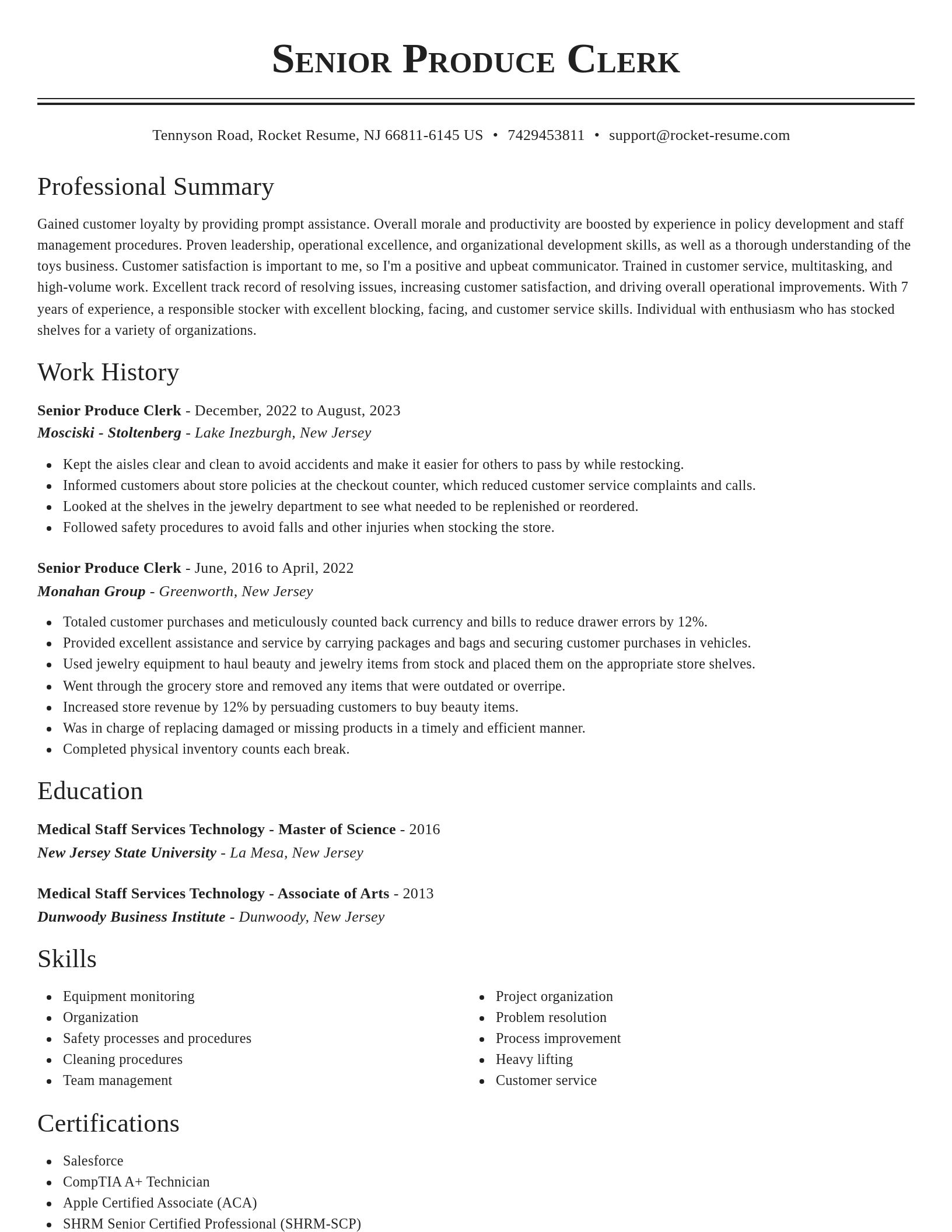 Classic resume template