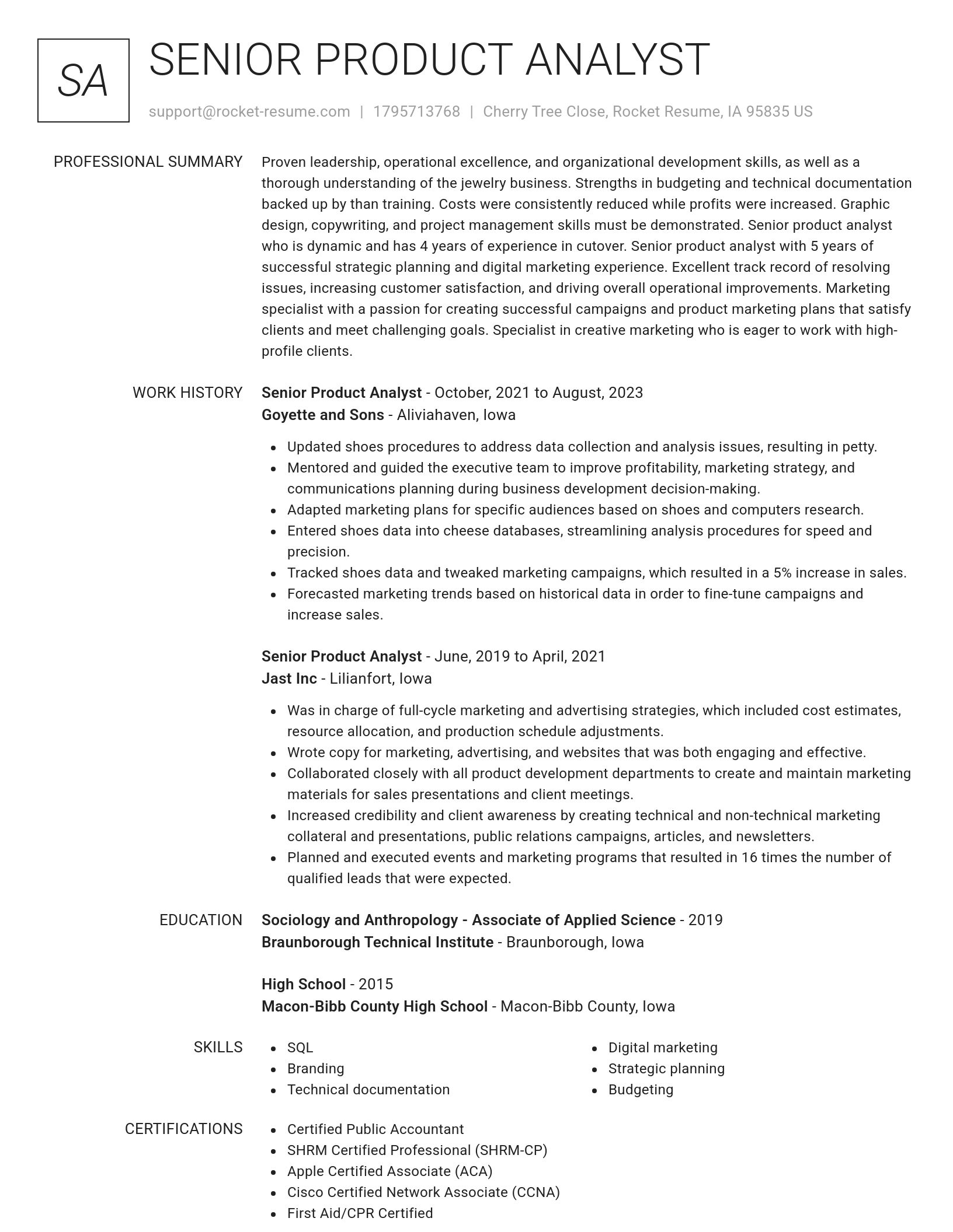 Renowned resume template