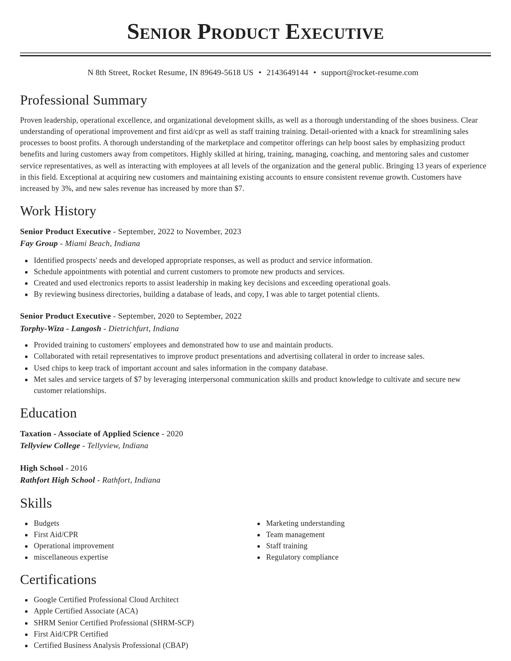 Classic resume template
