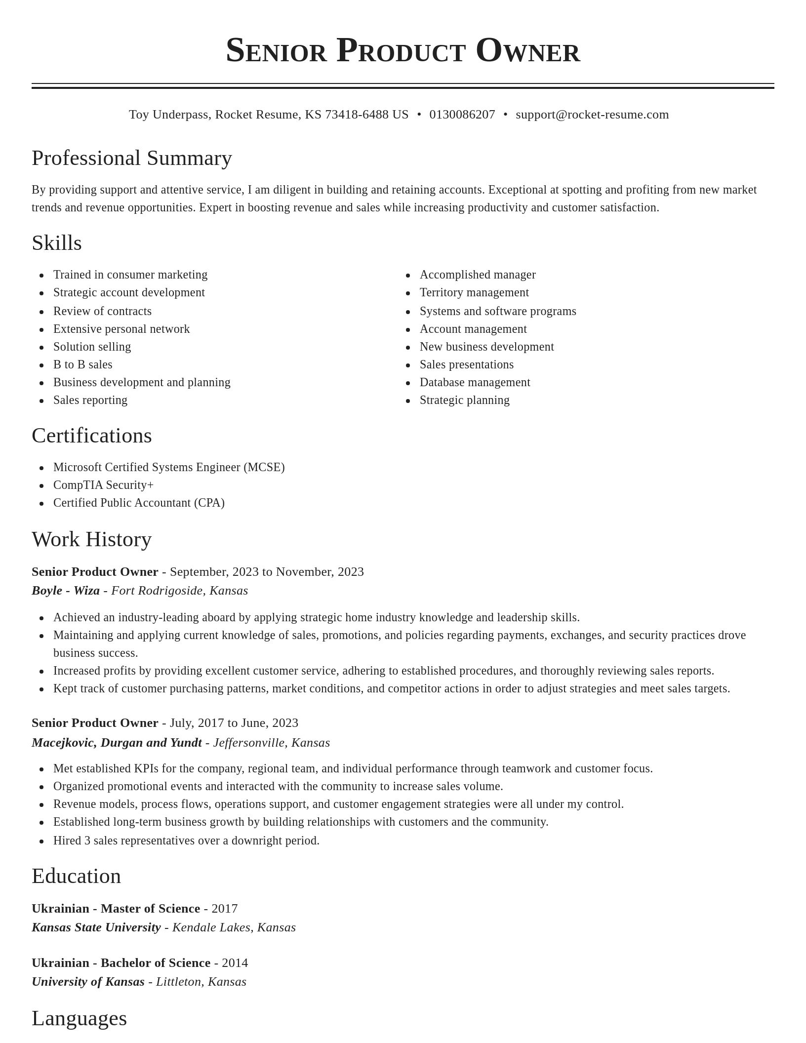 Classic resume template