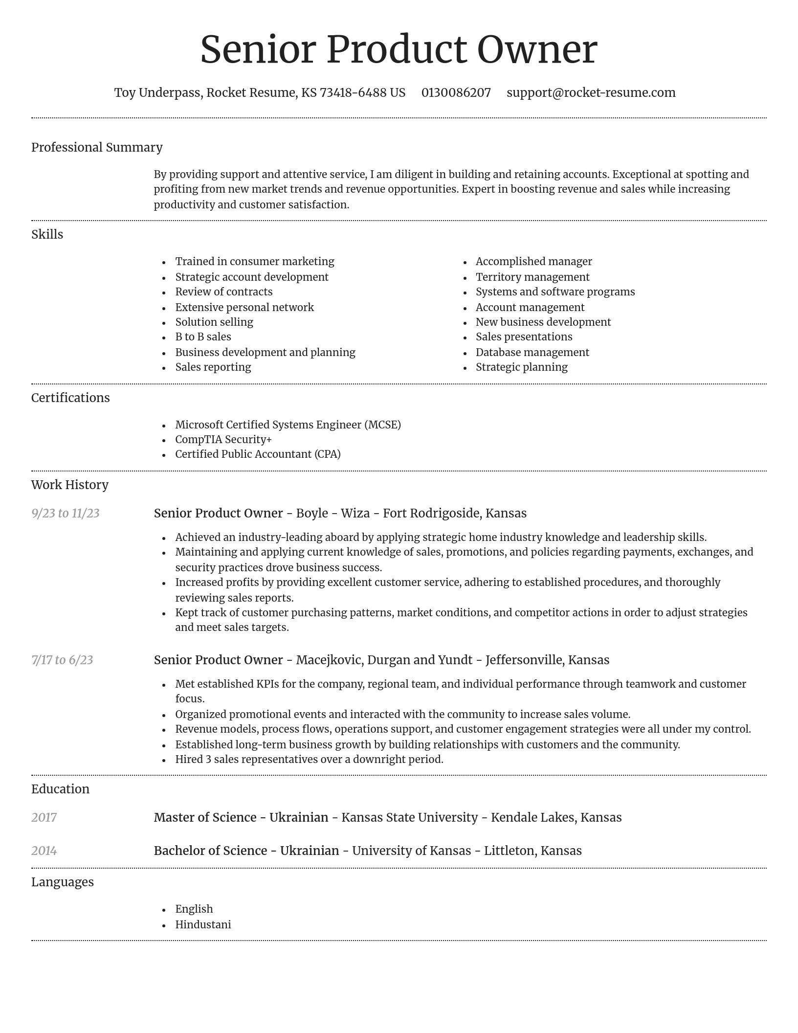 Dignified resume template